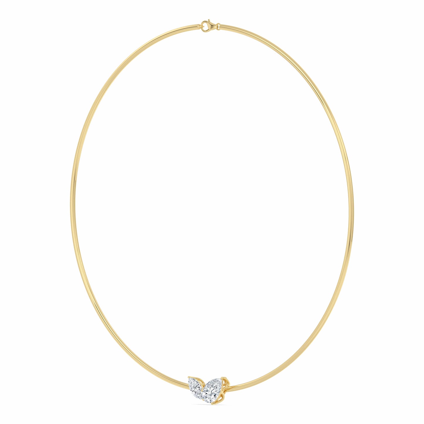Collar Necklace With 3 CTW Pear & Marquise Cut Lab-Grown Diamonds In 14K Yellow Gold