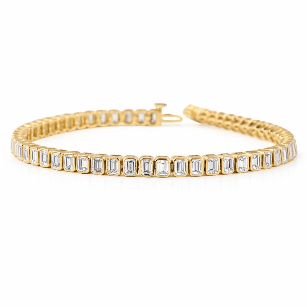 6 Carat Emerald Lab Grown Diamond East-West Bezel Tennis Bracelet