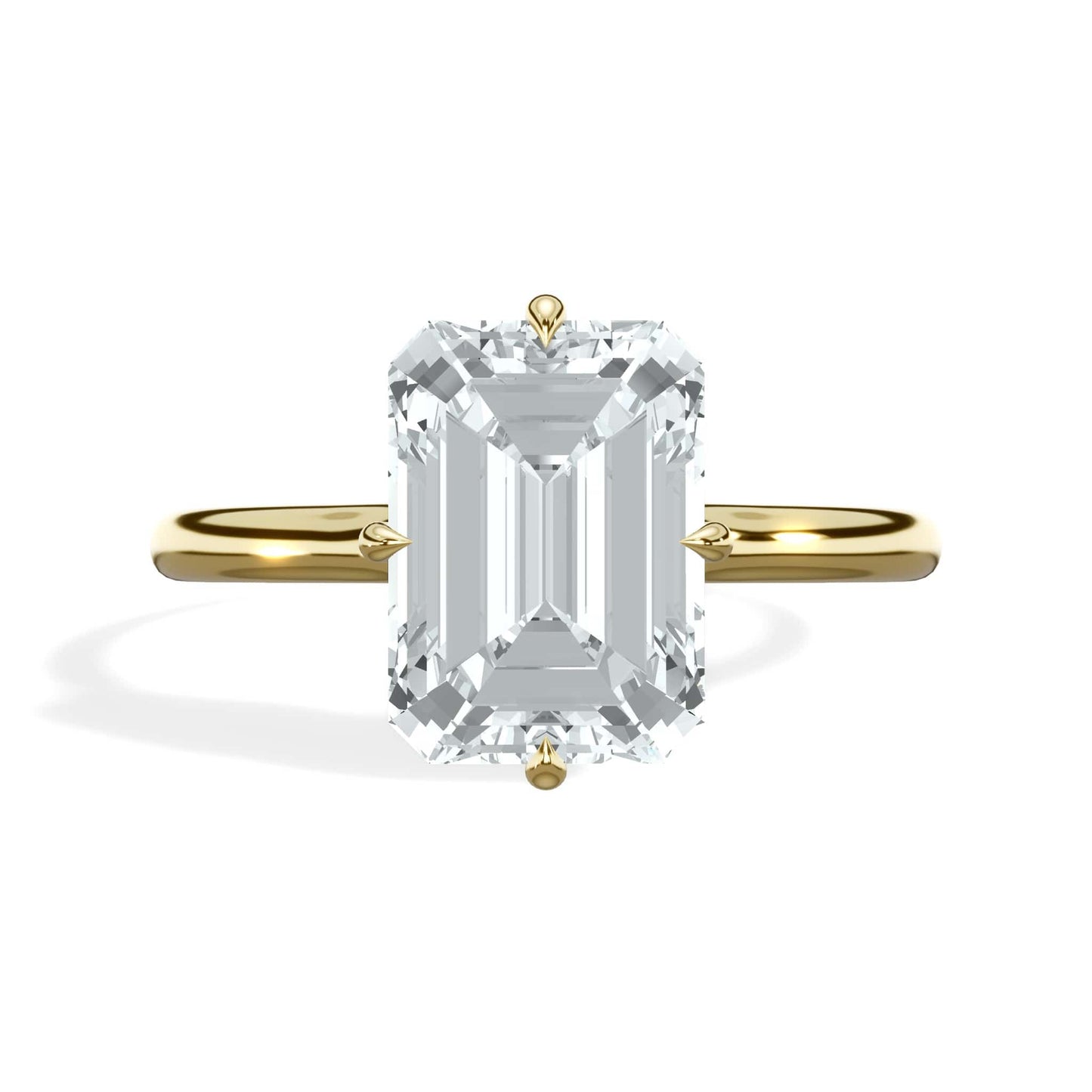 2 Carat Lab Grown Emerald Cut Diamond Compass Solitaire Engagement Ring