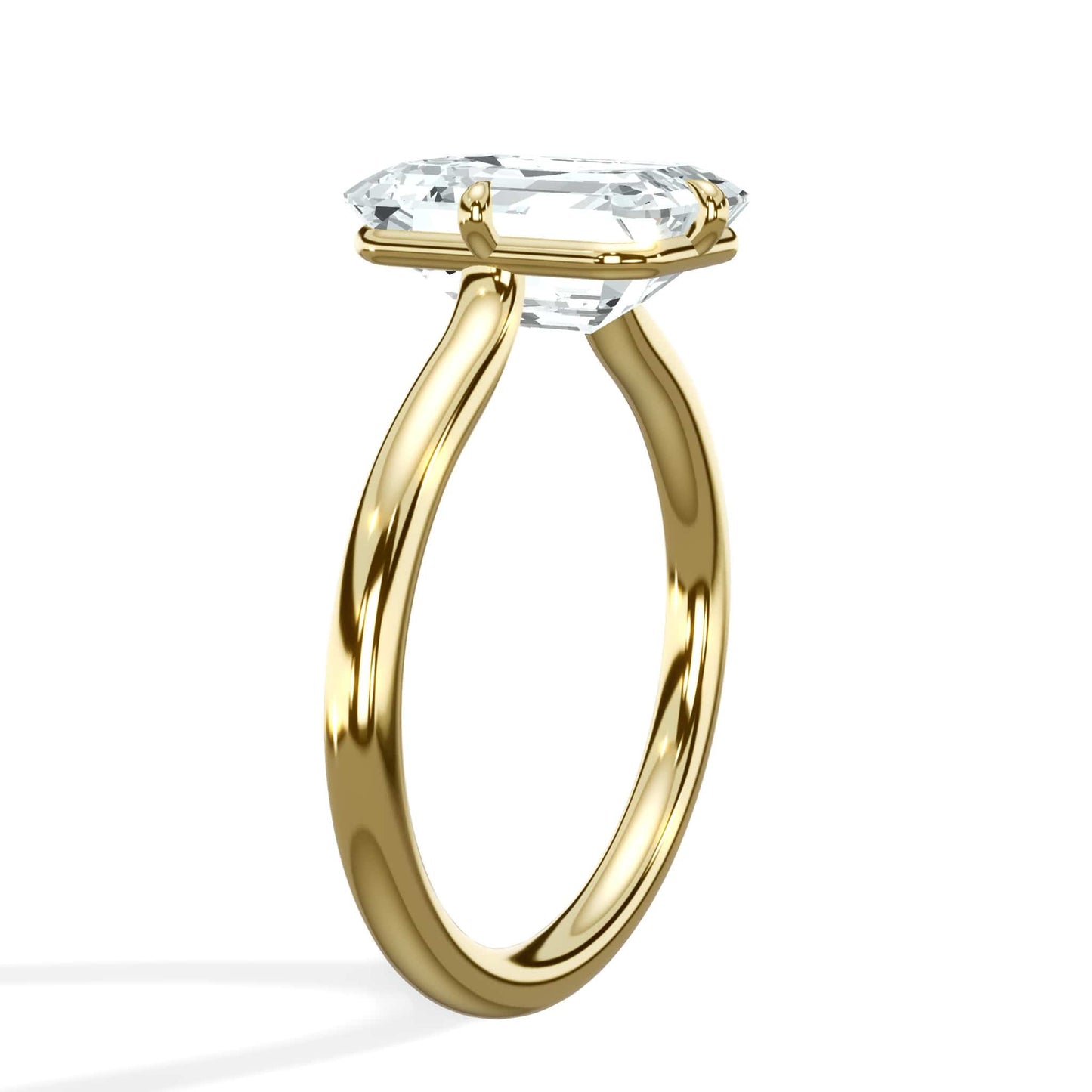 2 Carat Lab Grown Emerald Cut Diamond Compass Solitaire Engagement Ring