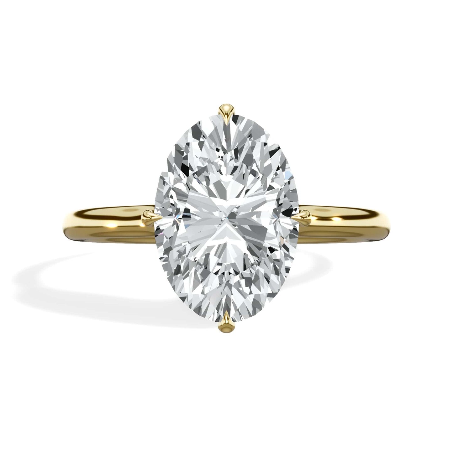3 Carat Lab Grown Oval Cut Diamond Compass Solitaire Engagement Ring