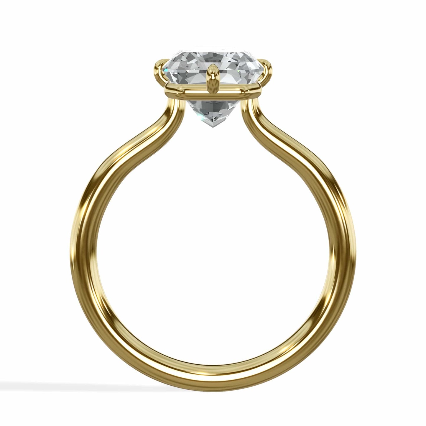 3 Carat Radiant Cut Lab Grown Diamond Petal Prong Solitaire Engagement Ring Yellow Gold