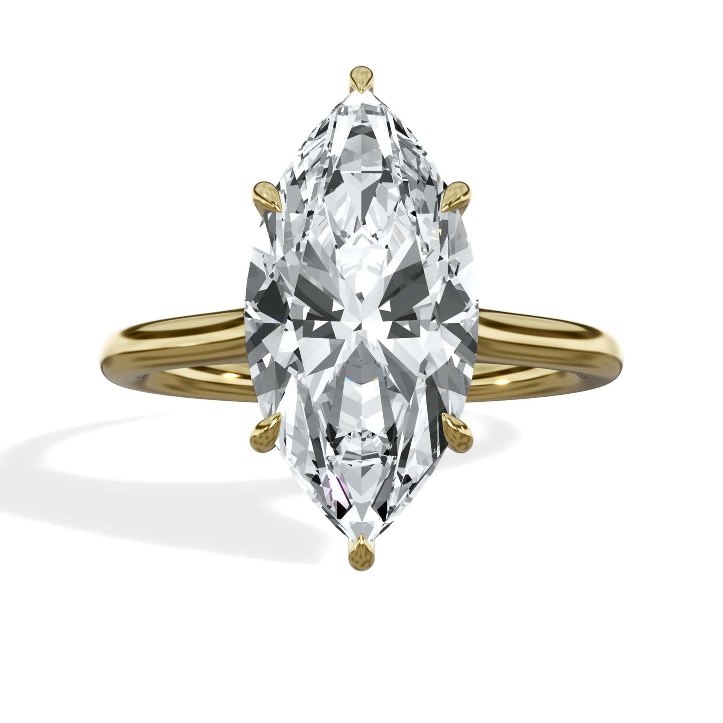 3.20 Carats Lab Grown Marquise Cut Cathedral Solitaire Hidden Halo Diamond Engagement Ring