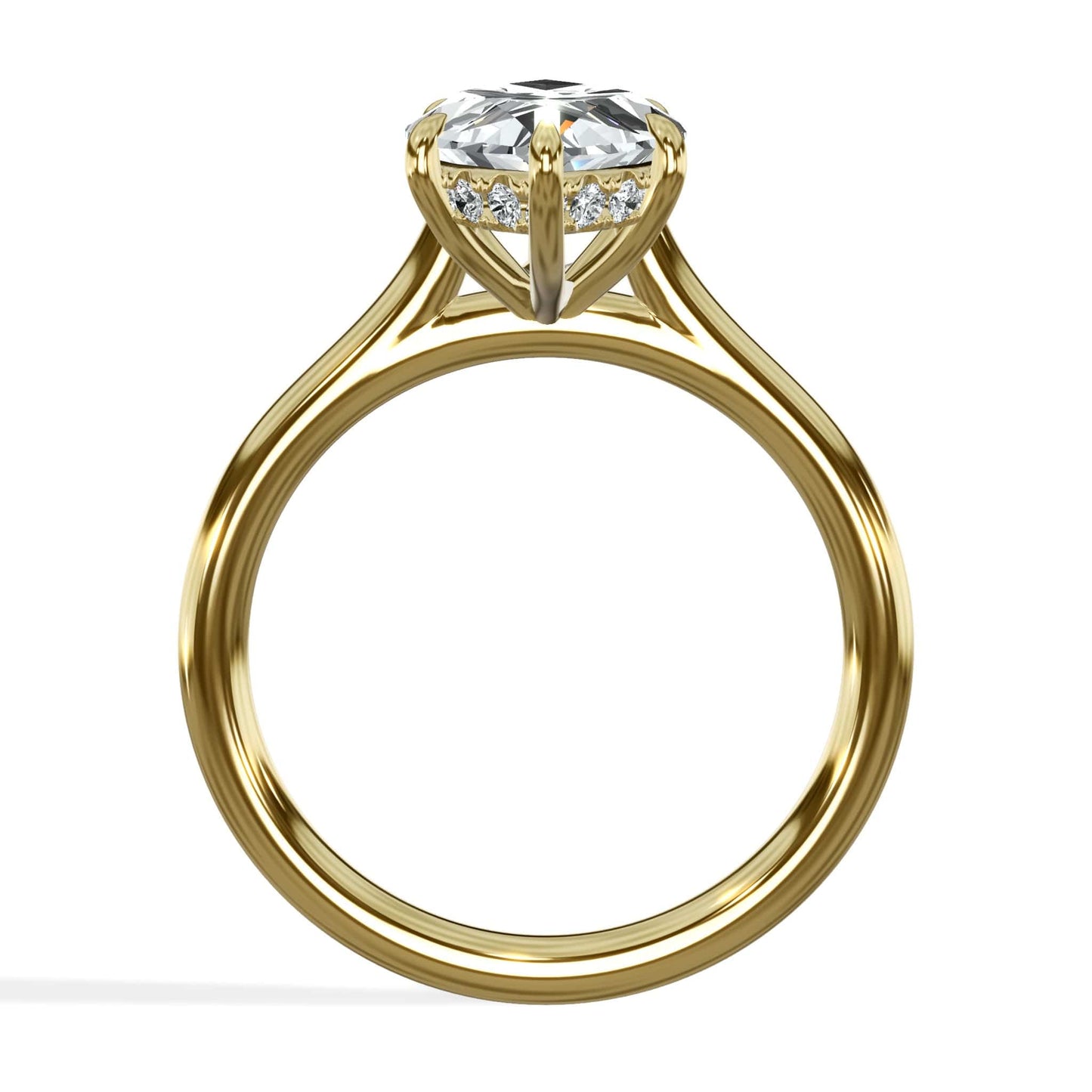 3.20 Carats Lab Grown Marquise Cut Cathedral Solitaire Hidden Halo Diamond Engagement Ring