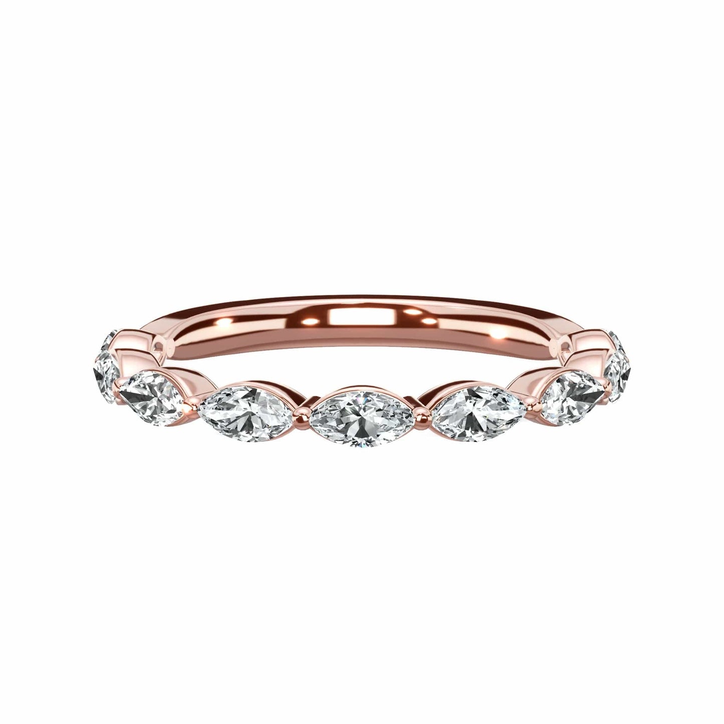 Rose gold marquise diamond band ring