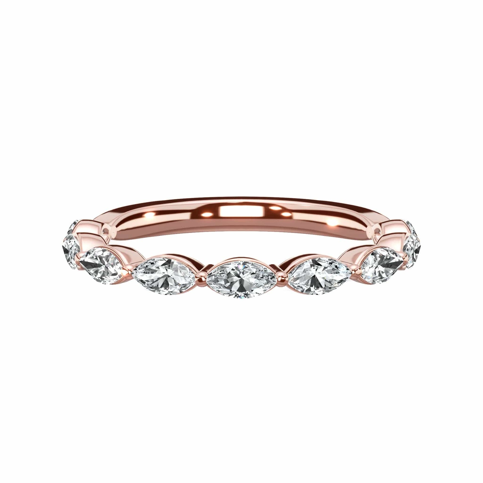 Rose gold marquise diamond band ring