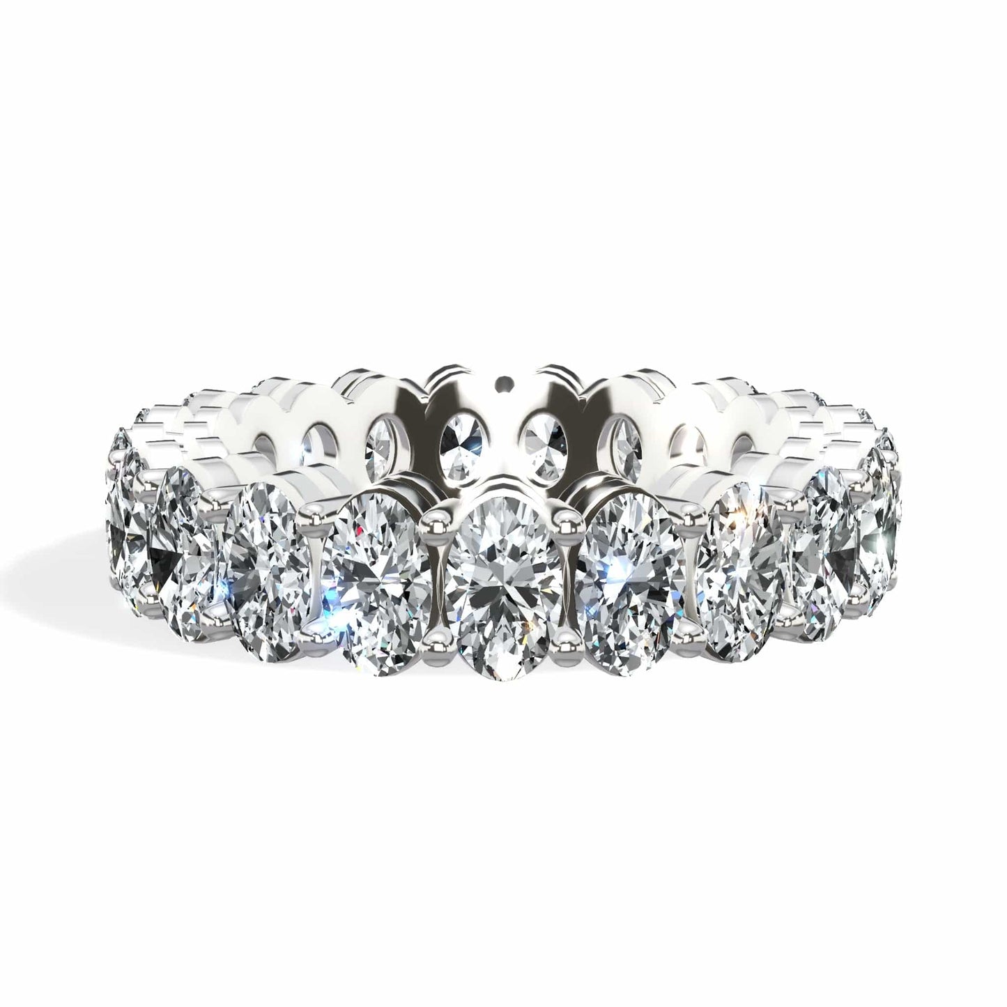 3 ct Oval Cut Natural Diamond Eternity Band In White Gold - Size 8.5