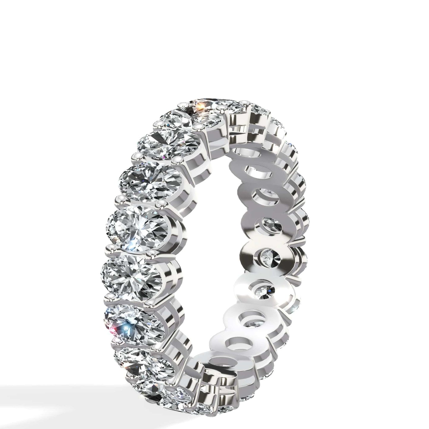 3 ct Oval Cut Natural Diamond Eternity Band In White Gold - Size 8.5