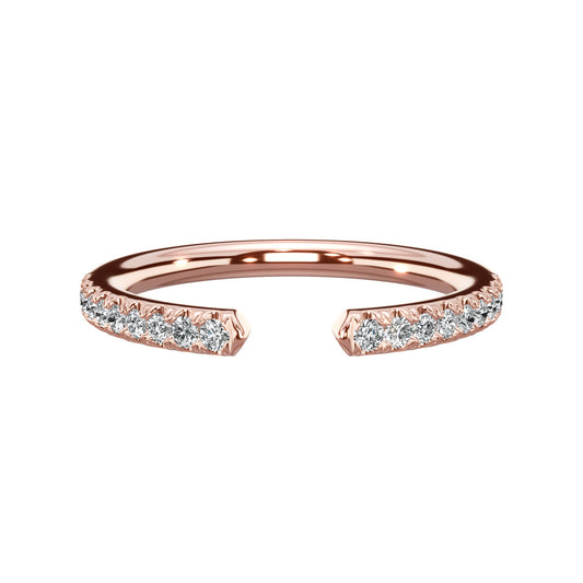 0.22 Ct Round Brilliant Cut Diamond Open Wedding Band in Rose Gold