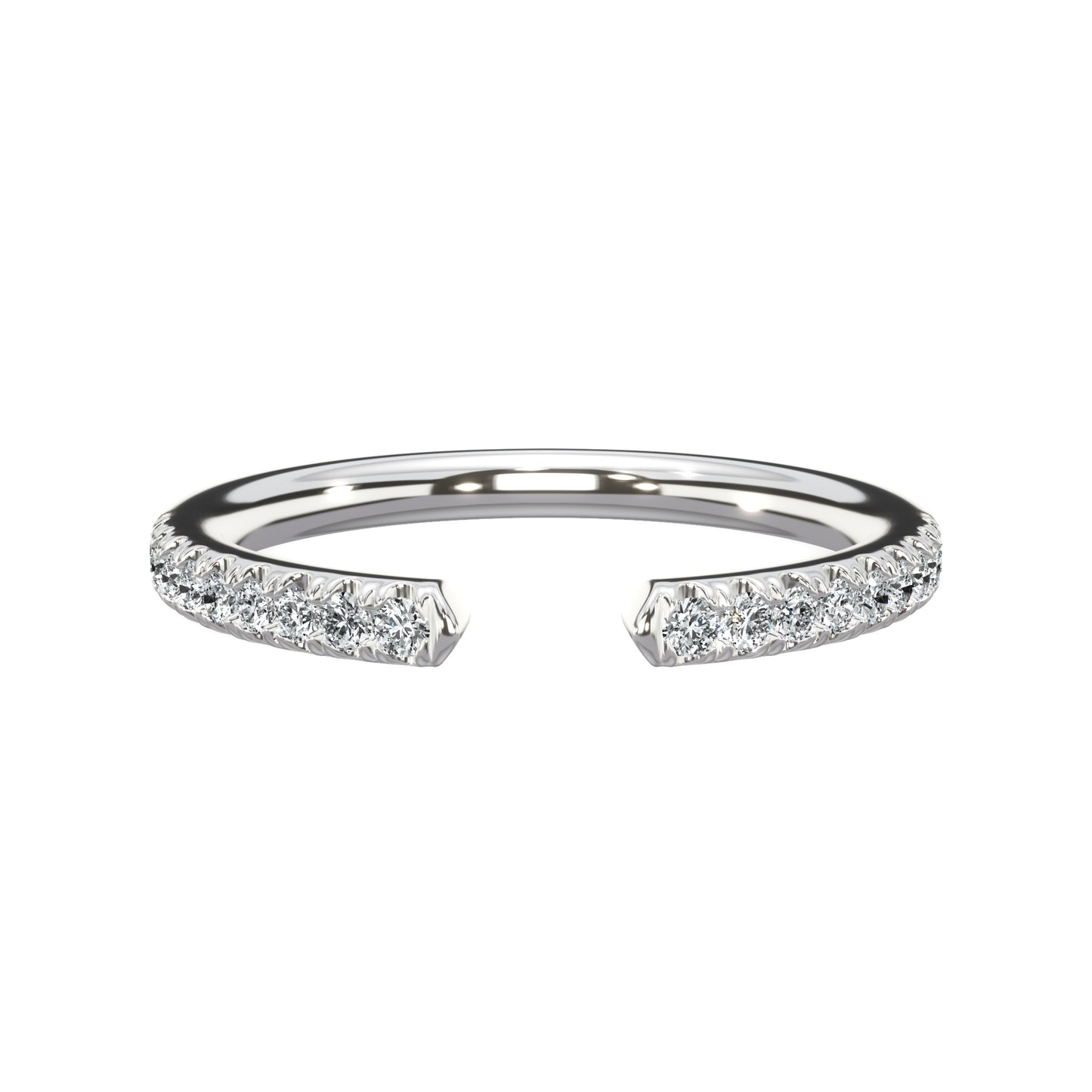 0.22 Ct Round Brilliant Cut Diamond Open Wedding Band in White Gold