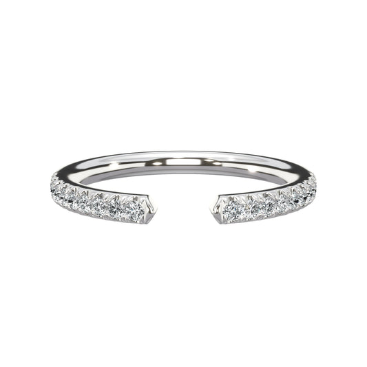 0.22 Ct Round Brilliant Cut Diamond Open Wedding Band in White Gold