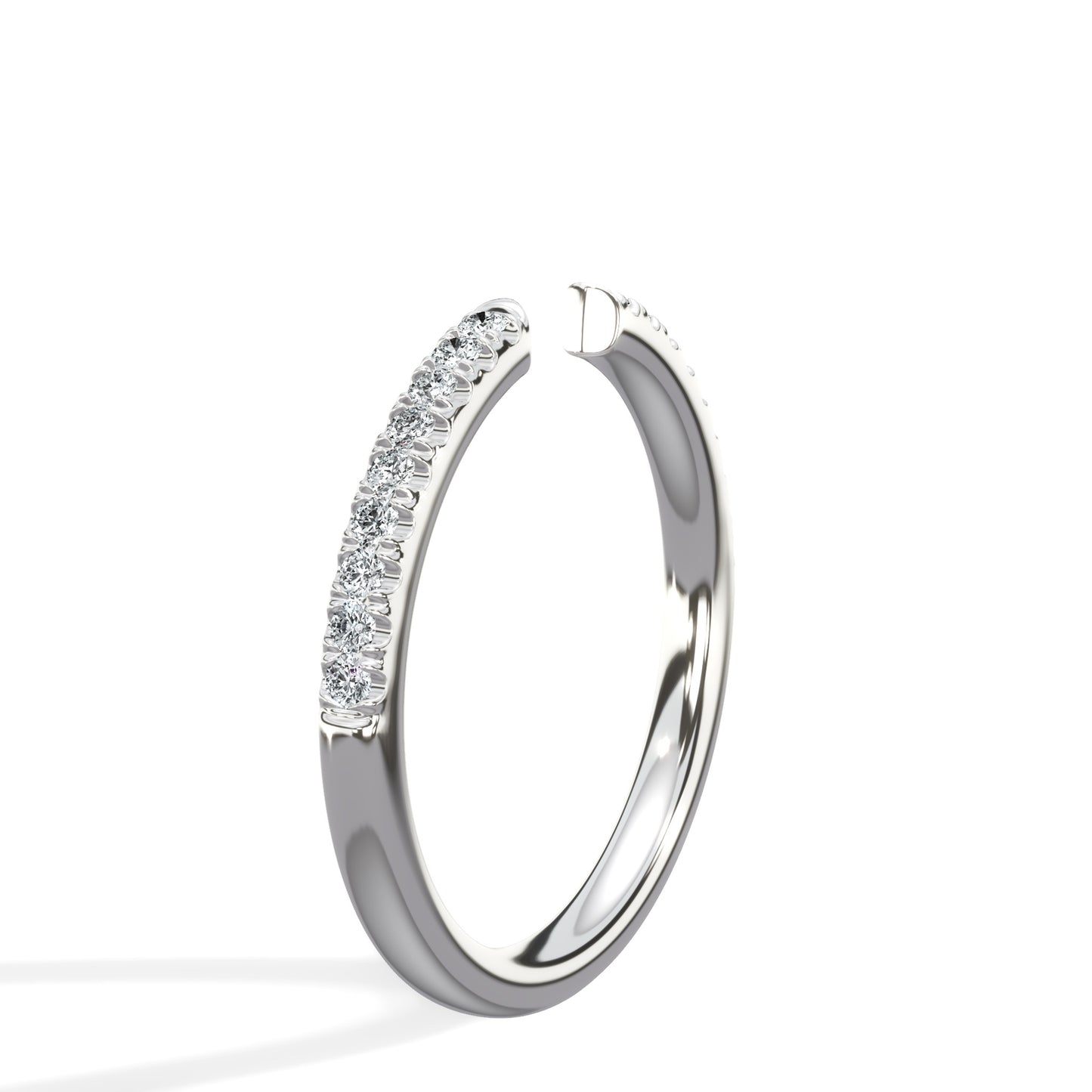0.22 Ct Round Brilliant Cut Diamond Open Wedding Band in White Gold