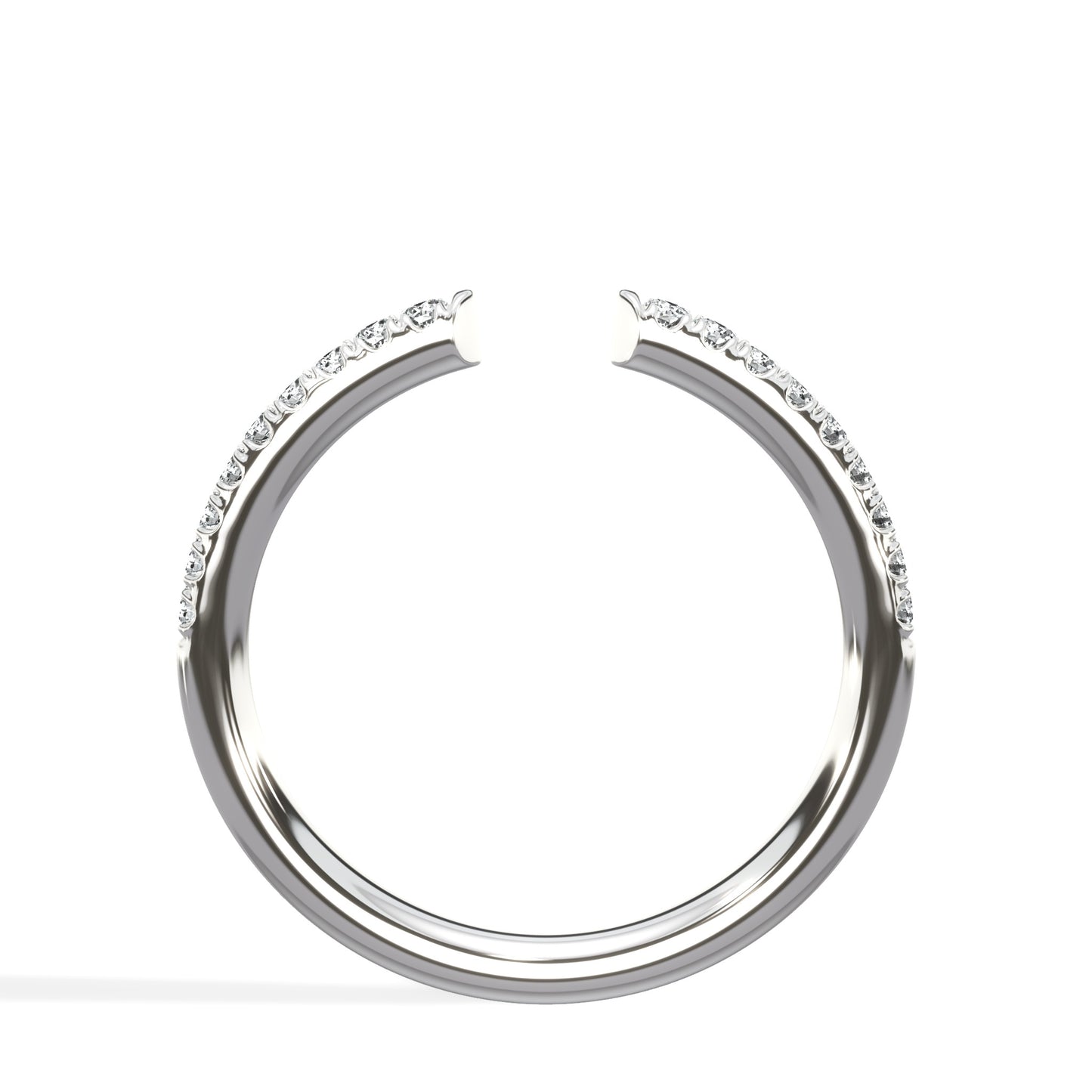 0.22 Ct Round Brilliant Cut Diamond Open Wedding Band in White Gold