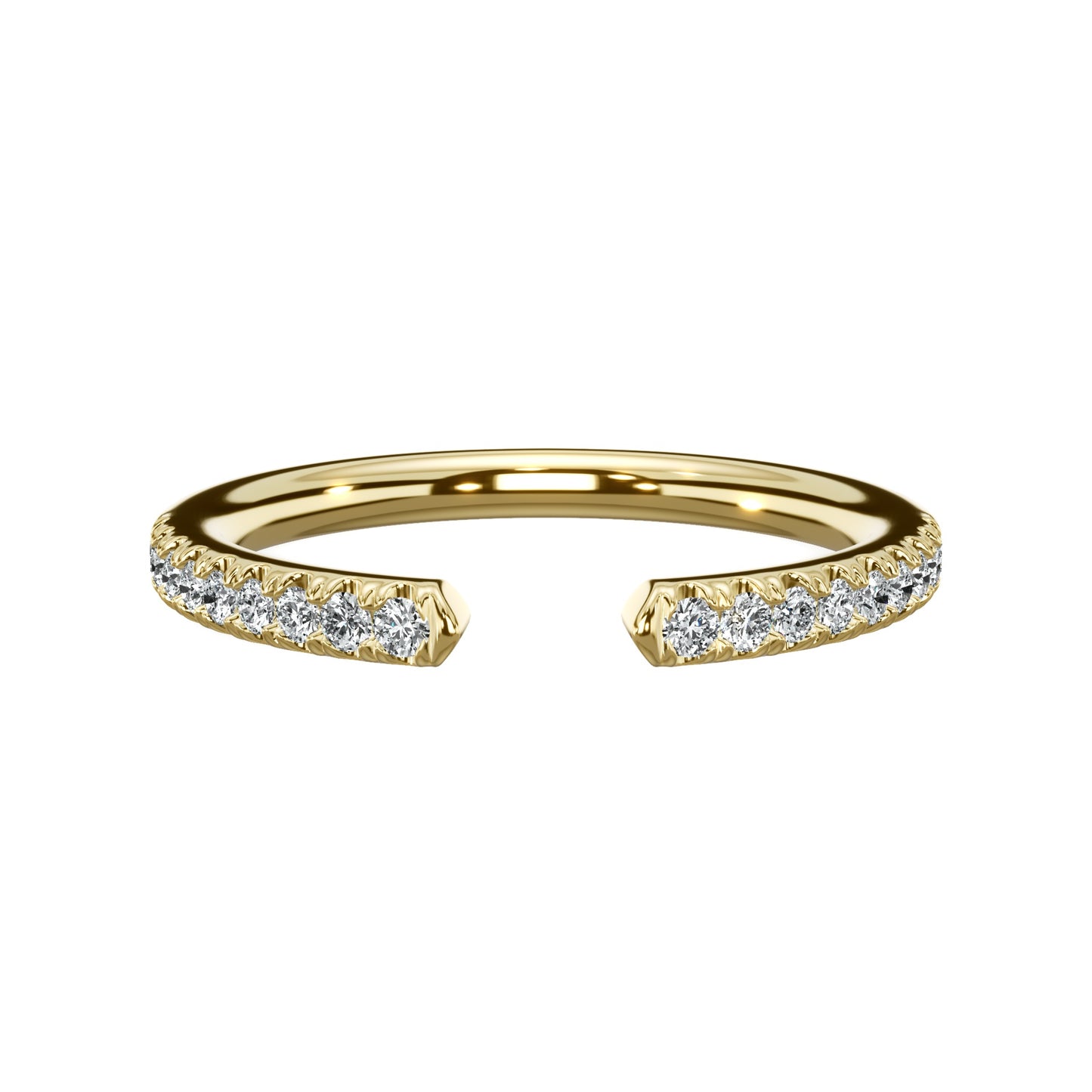 0.22 Ct Round Brilliant Cut Diamond Open Wedding Band in Yellow Gold