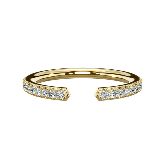 0.22 Ct Round Brilliant Cut Diamond Open Wedding Band in Yellow Gold