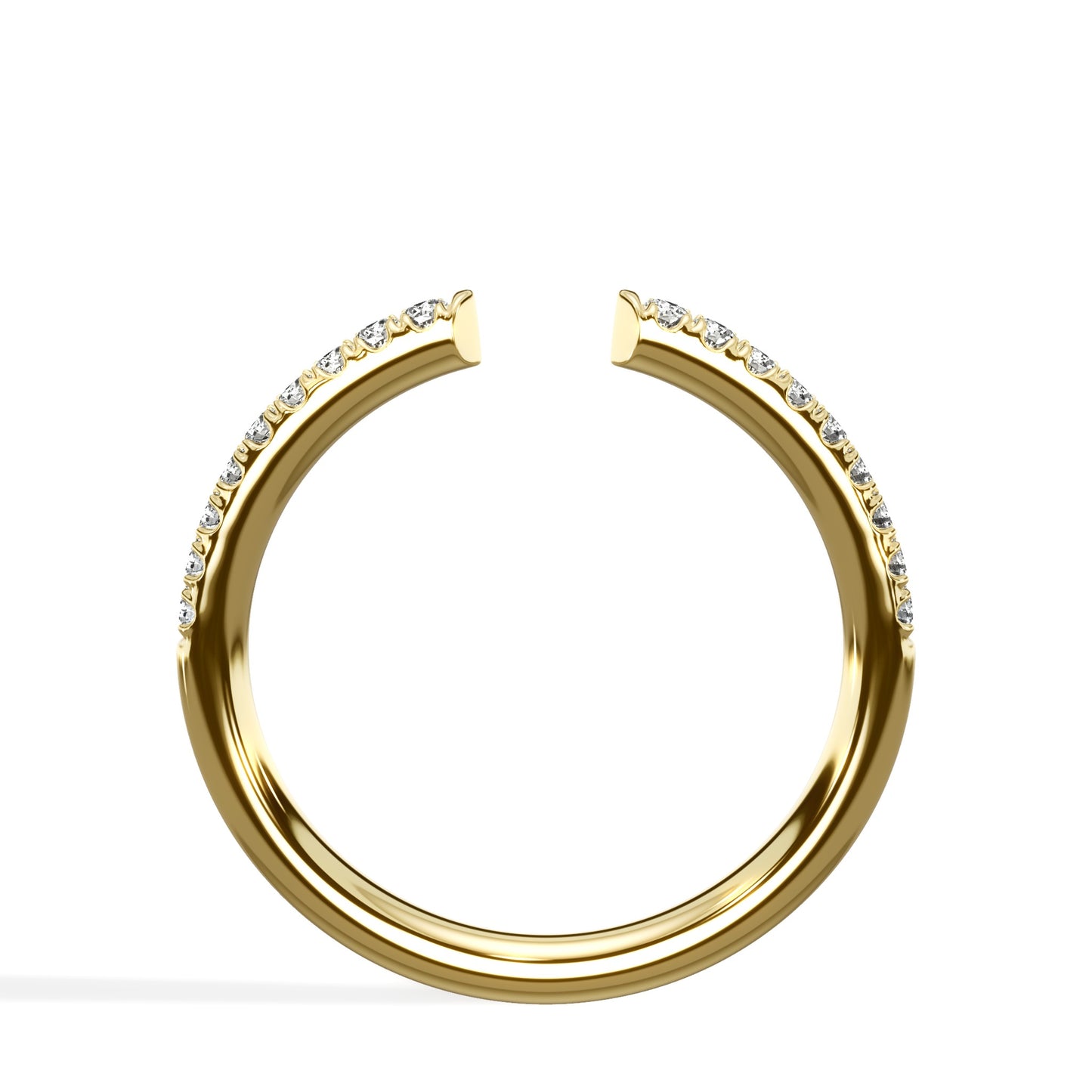 0.22 Ct Round Brilliant Cut Diamond Open Wedding Band in Yellow Gold