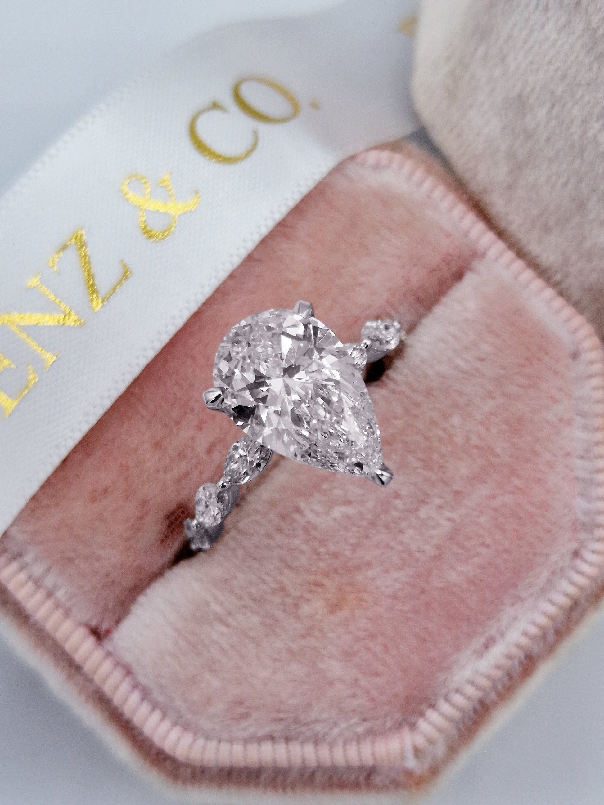 Pear with Marquise Sides Lab Grown Diamond Engagement Ring