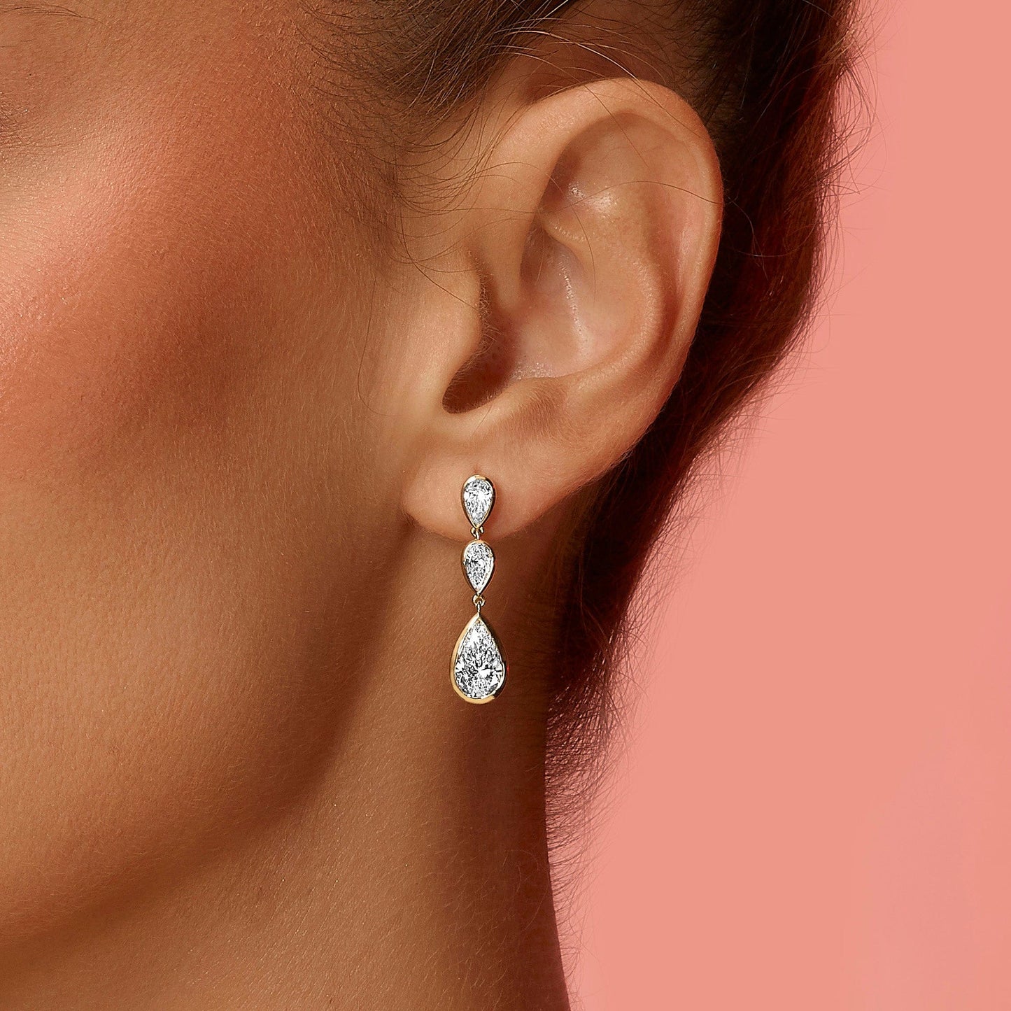 4.50 Carat Pear Shaped Bezel Set Lab Grown Diamond Drop Earrings