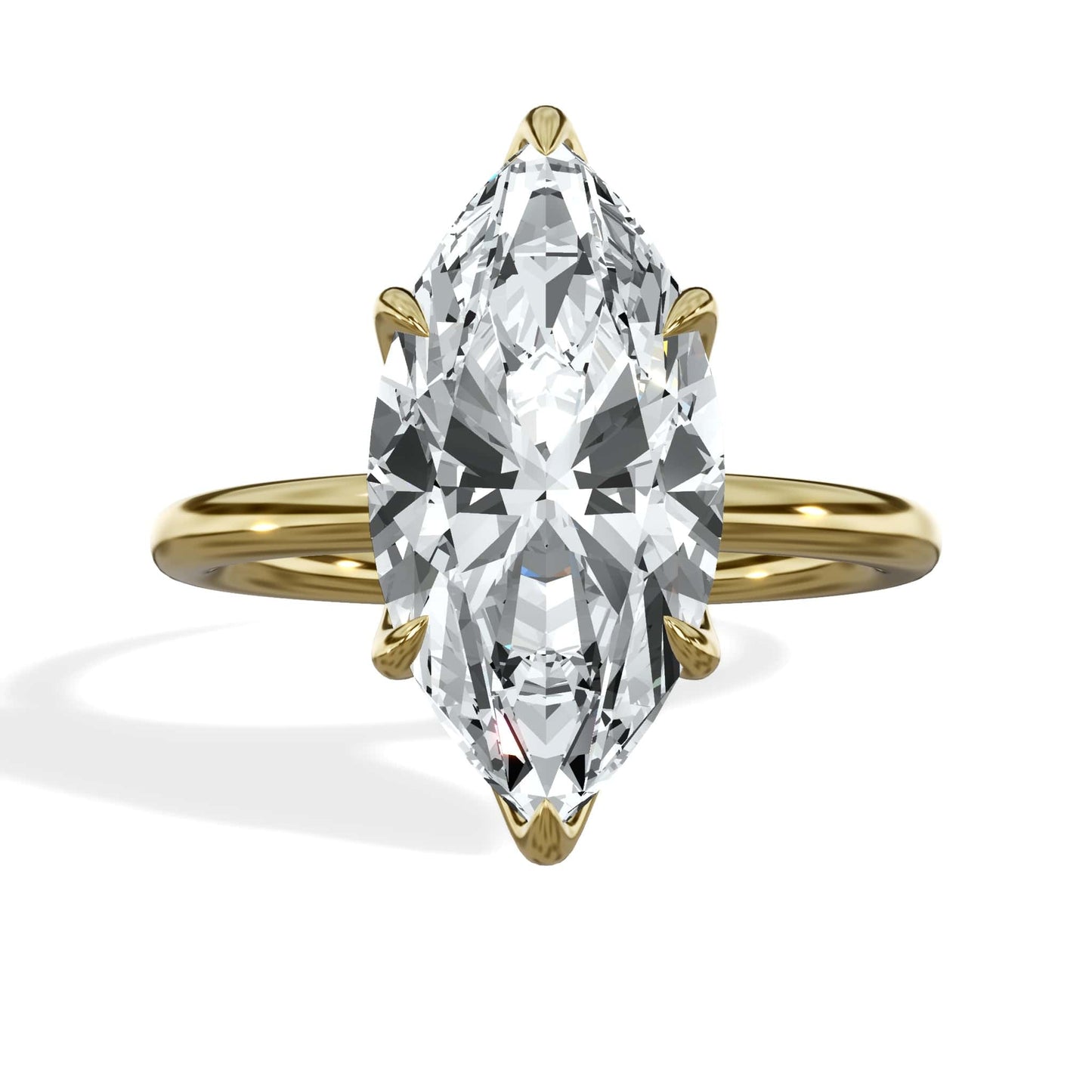 3 Carat Marquise Cut Lab Grown Diamond Petal Prong Solitaire Engagement Ring