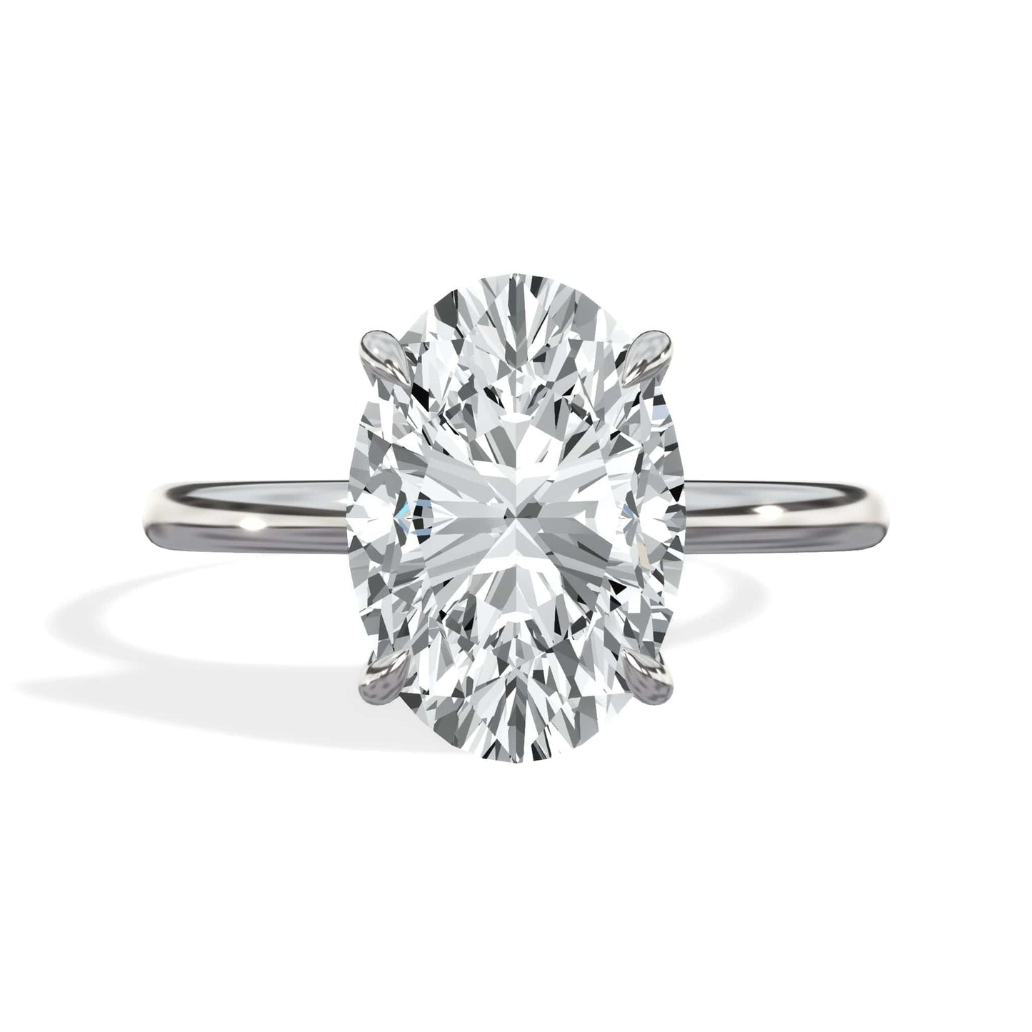 3 Carat Oval Cut Lab Grown Diamond Petal Prong Solitaire Engagement Ring White Gold