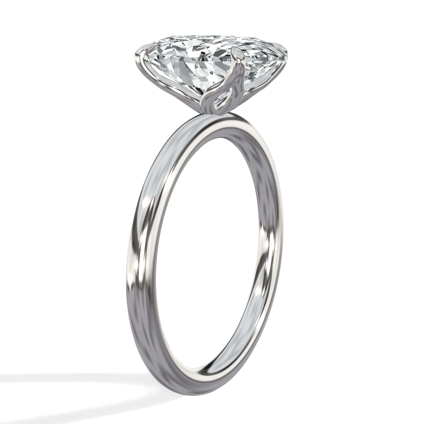3 Carat Oval Cut Lab Grown Diamond Petal Prong Solitaire Engagement Ring White Gold