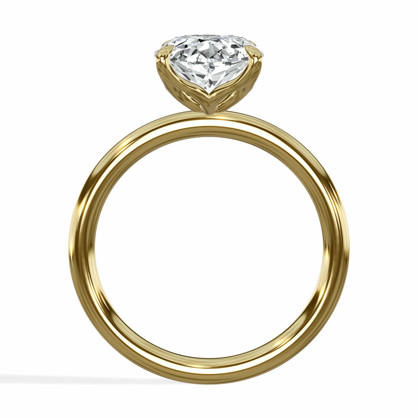 3 Carat Oval Cut Lab Grown Diamond Petal Prong Solitaire Engagement Ring Yellow Gold