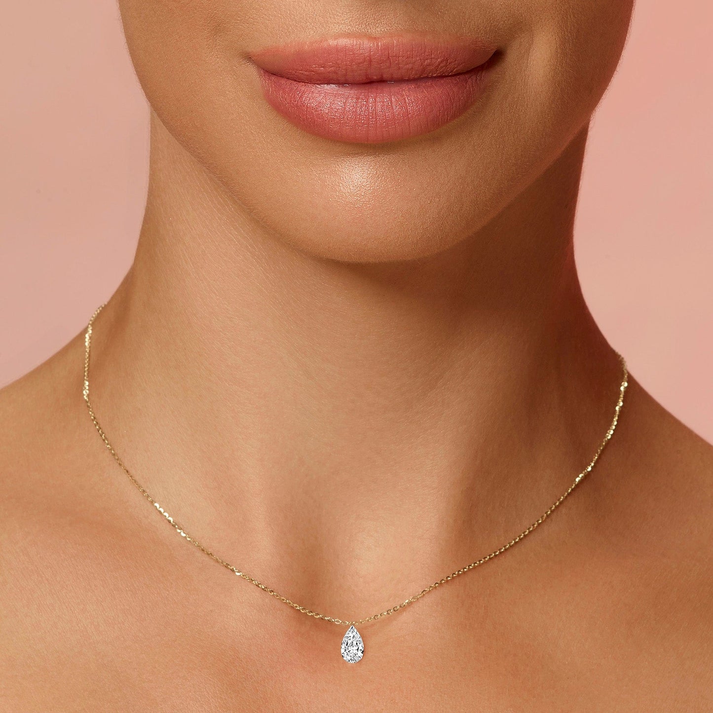 0.75 Carat Pierced Pear Shaped Lab Grown Diamond Necklace