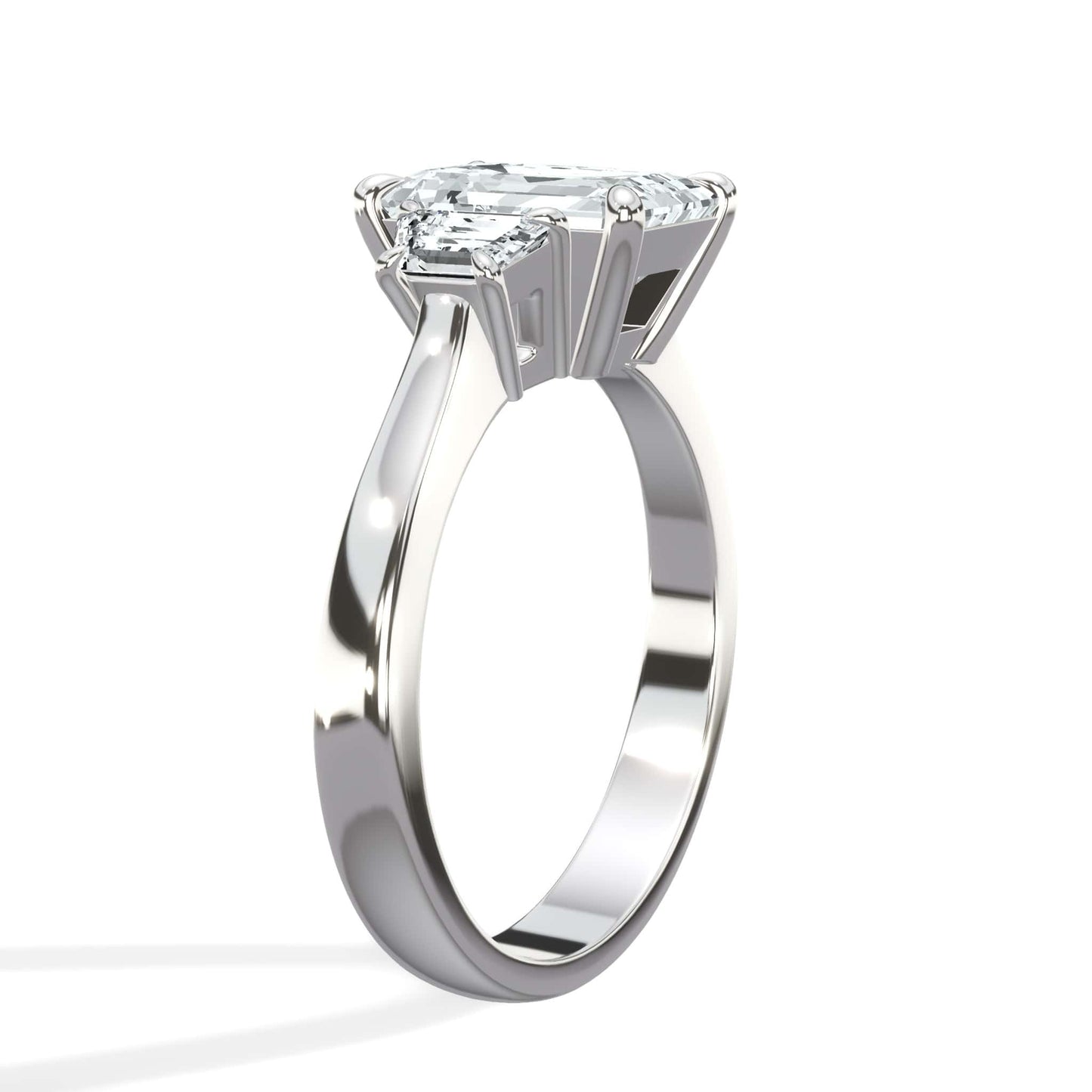 3.55 Carats Lab Grown Emerald Cut with Trapezoid Side Stones Diamond Engagement Ring