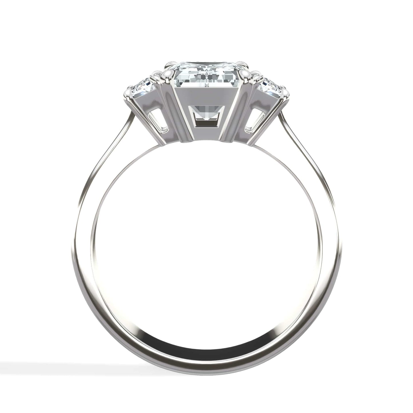 3.55 Carats Lab Grown Emerald Cut with Trapezoid Side Stones Diamond Engagement Ring