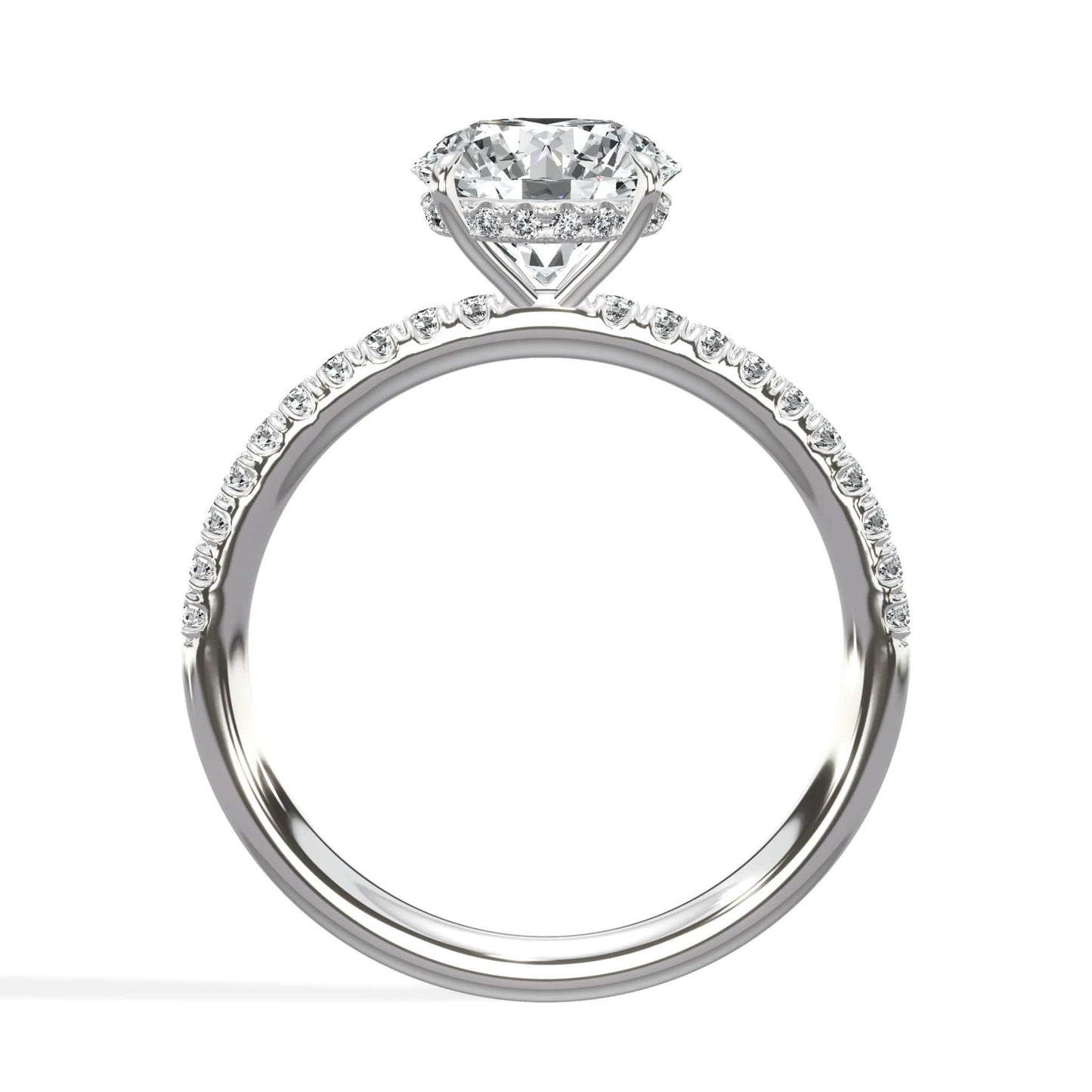 2 Carats Lab Grown Round Brilliant Cut Micropave Side Stones Hidden Halo Diamond Engagement Ring