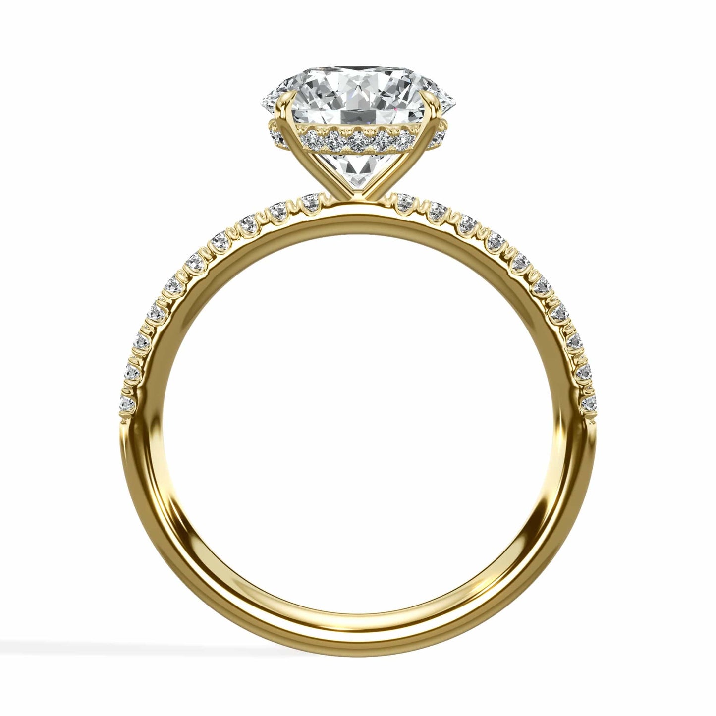 2.50 Carats Lab Grown Round Brilliant Cut Micropave Side Stones Hidden Halo Diamond Engagement Ring
