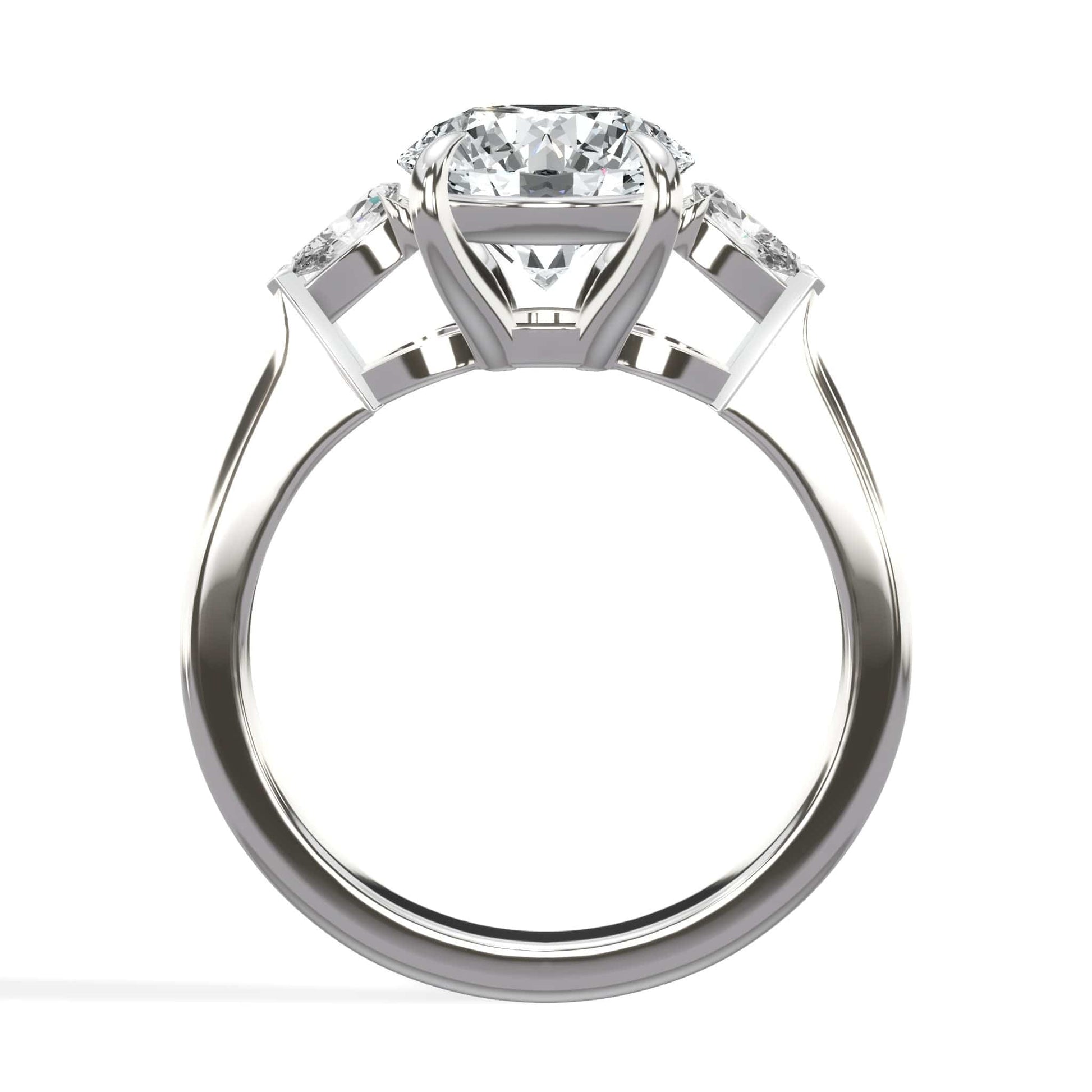 2ct round diamond three-stone engagement ring in white gold