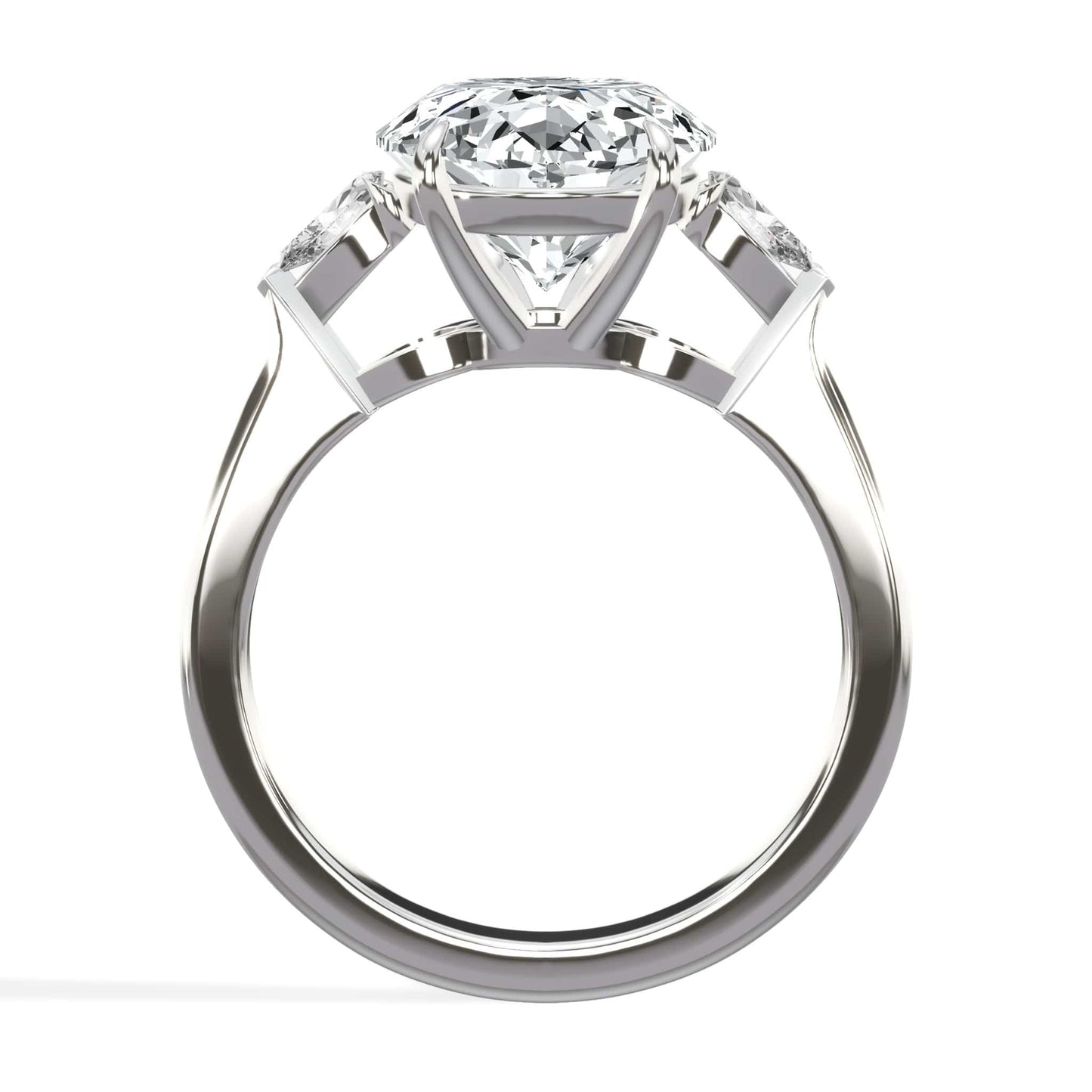 5.37 Carats Lab Grown Oval Cut with Pear Shape Side Stones Diamond Engagement Ring in White Gold