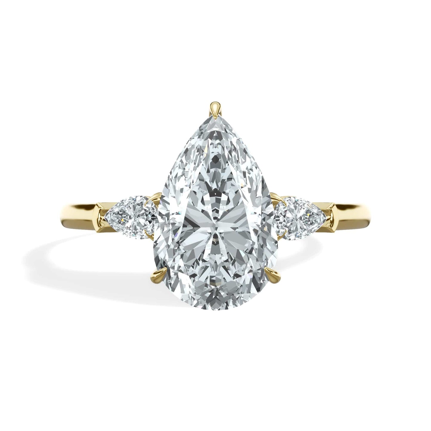 2.71 Carats Pear Shape with Pear Shape Side Stones Diamond Engagement Ring