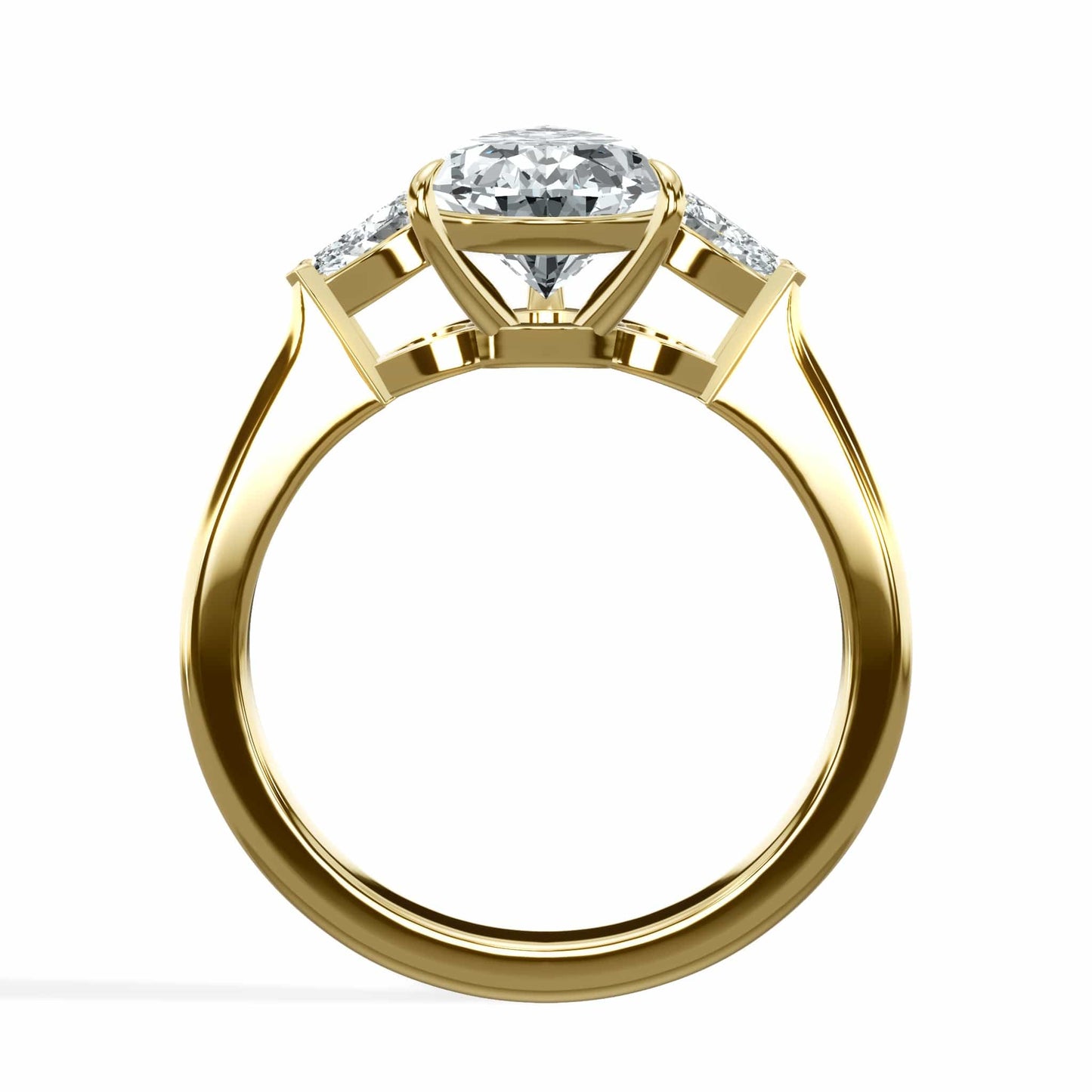 2.71 Carats Pear Shape with Pear Shape Side Stones Diamond Engagement Ring