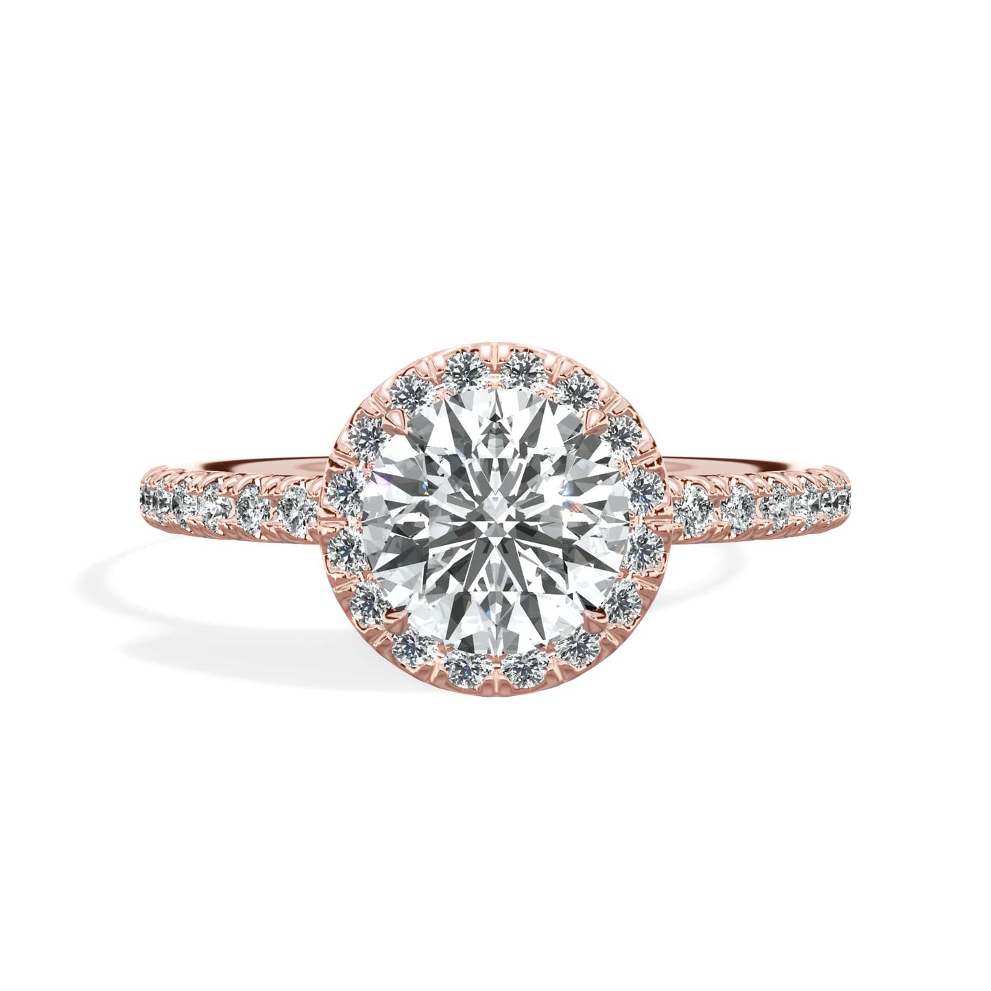 1.51 Carats Lab Grown Round Brilliant Cut Micropaved Halo Side Stones Diamond Engagement Ring