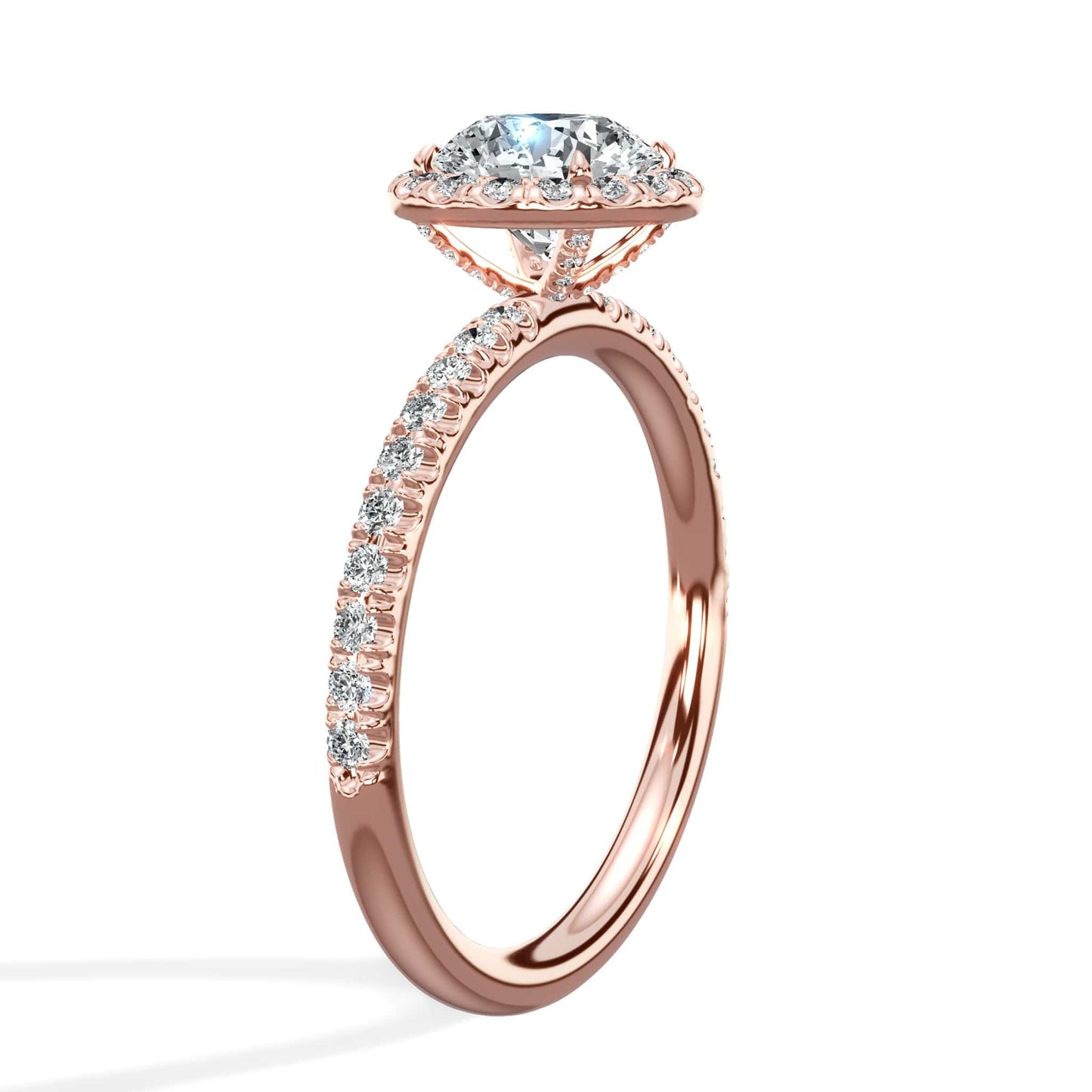 1.51 Carats Lab Grown Round Brilliant Cut Micropaved Halo Side Stones Diamond Engagement Ring