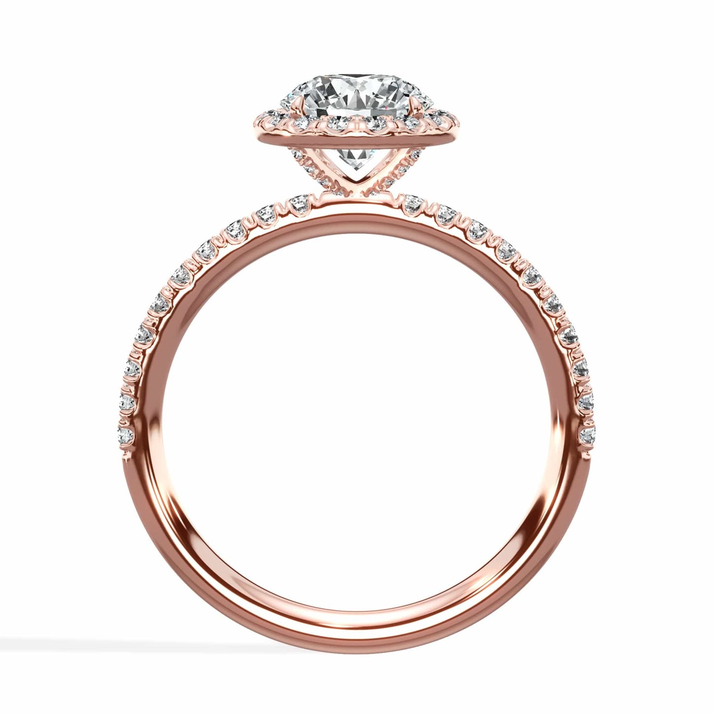 1.51 Carats Lab Grown Round Brilliant Cut Micropaved Halo Side Stones Diamond Engagement Ring