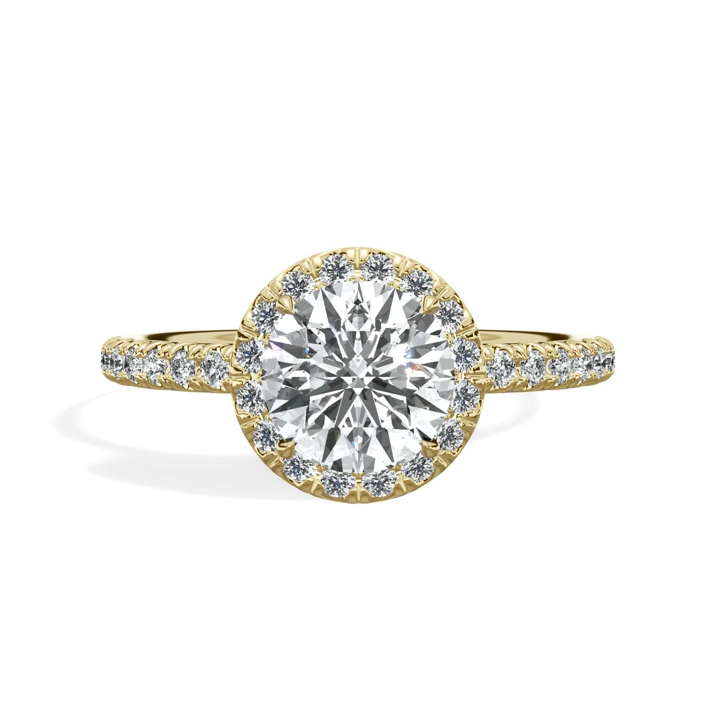 1.52 Carats Lab Grown Round Brilliant Cut Micropaved Halo Side Stones Diamond Engagement Ring