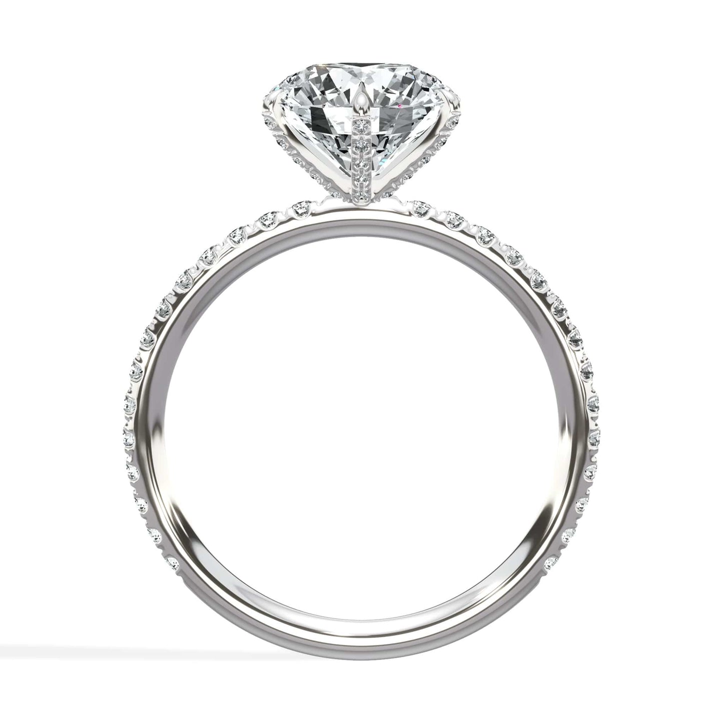 2.55 Carats Lab Grown Round Brilliant Cut Micropave Side Stones Accented Prongs Diamond Engagement Ring