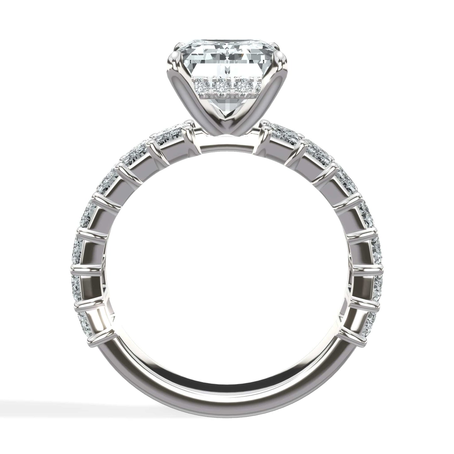 5 Carat Lab-Grown Emerald Cut Diamond Engagement Ring with 3/4 Eternity Band 14K White Gold