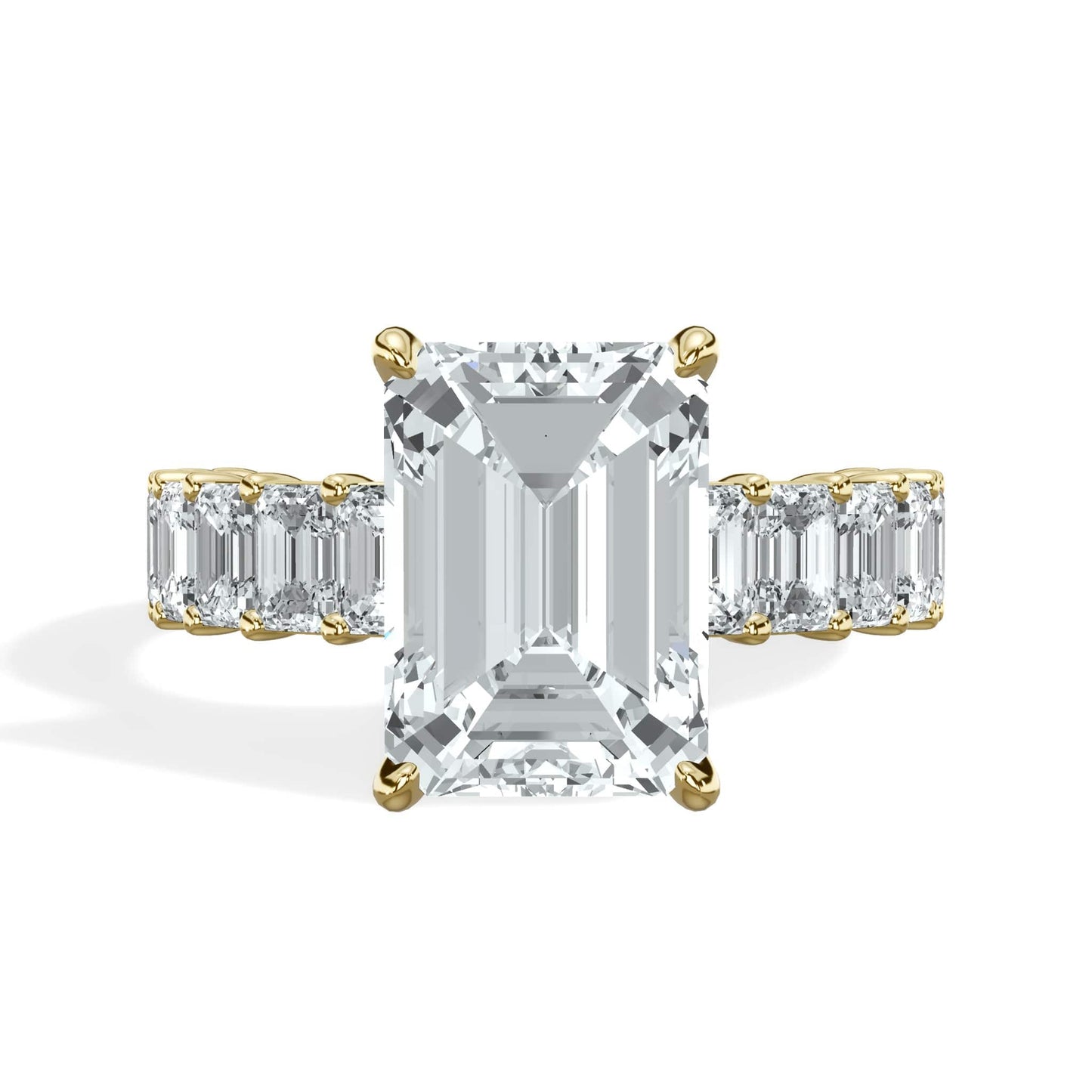 5 Carat Lab-Grown Emerald Cut Diamond Engagement Ring with 3/4 Eternity Band 14K Yellow Gold