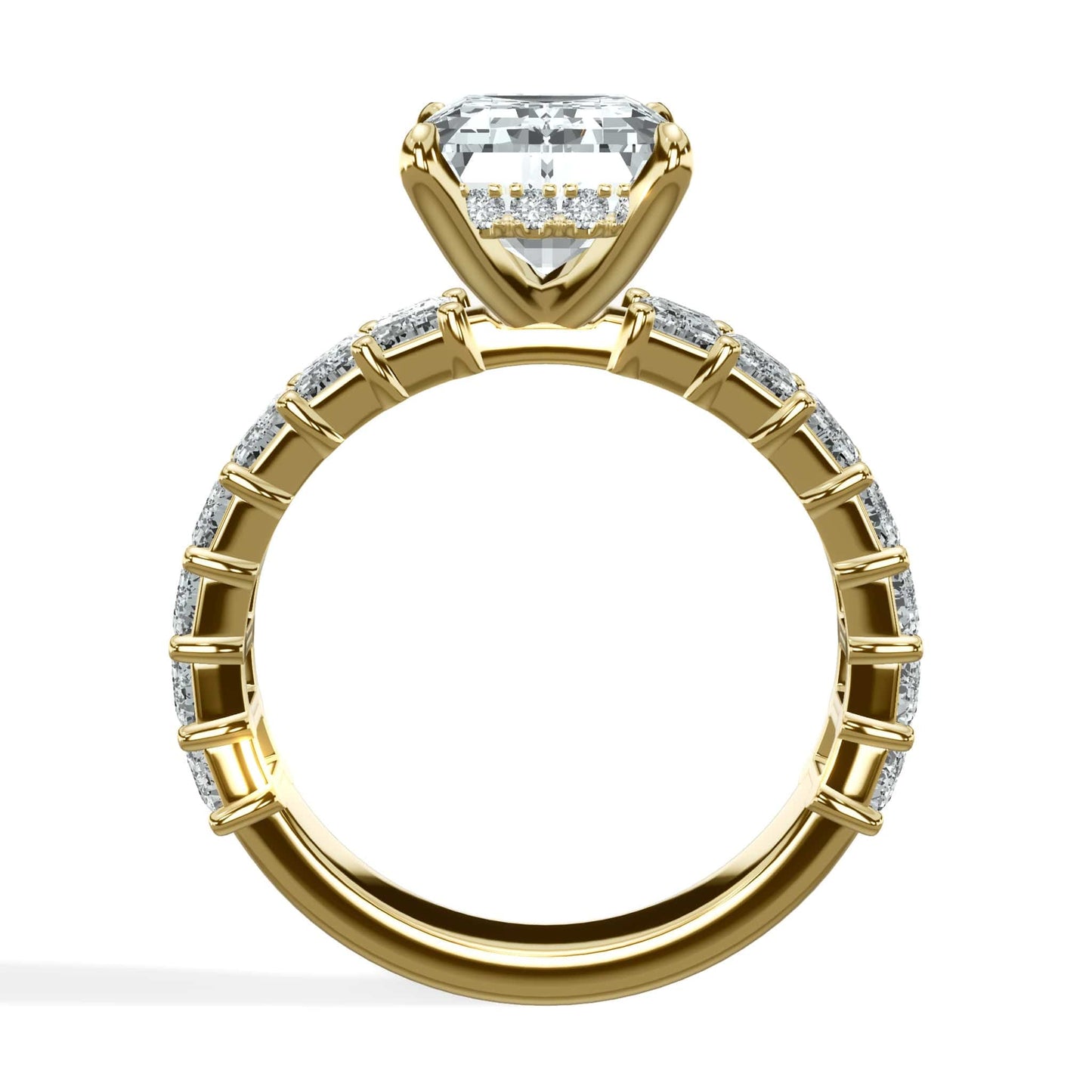 5 Carat Lab-Grown Emerald Cut Diamond Engagement Ring with 3/4 Eternity Band 14K Yellow Gold
