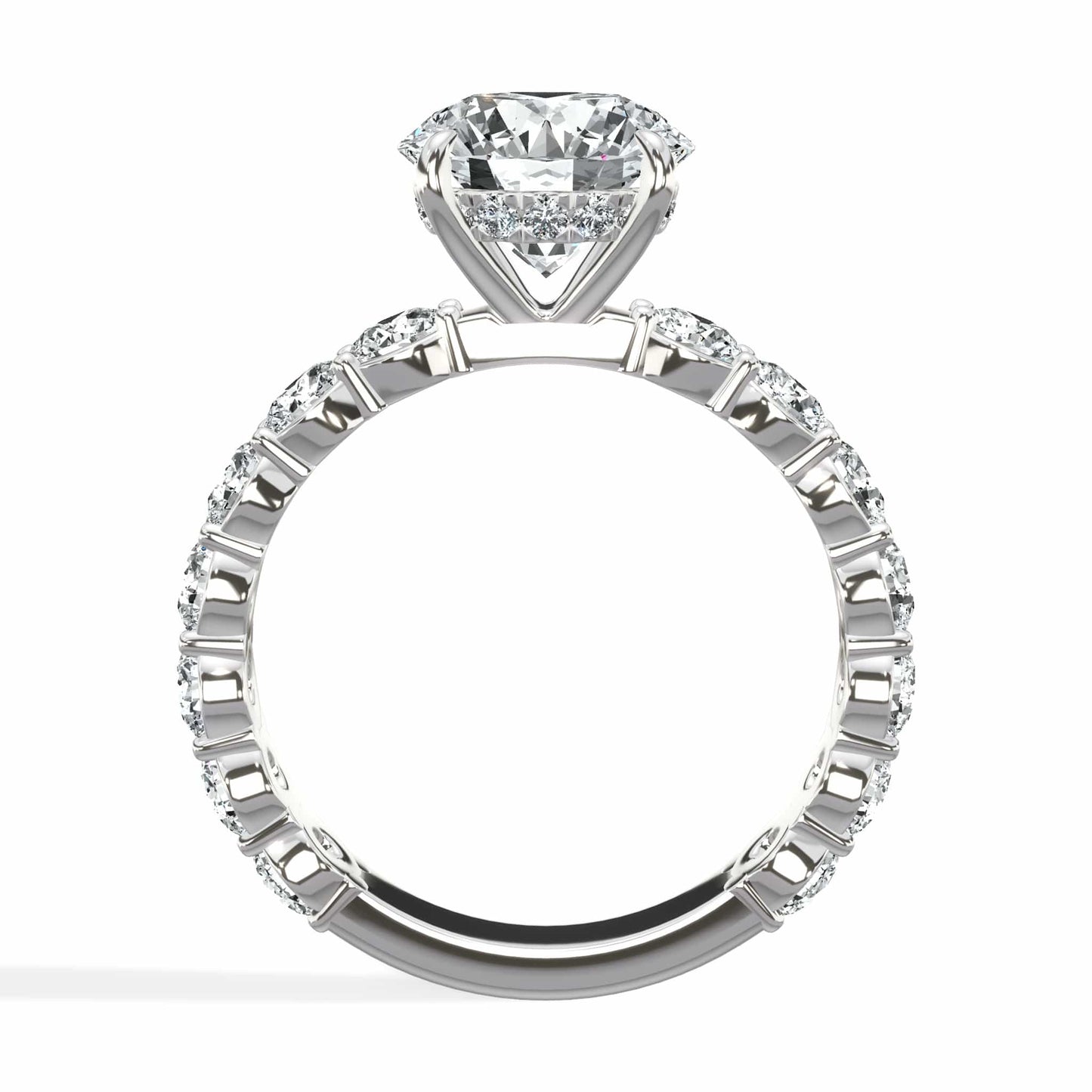 4 Carat Lab Grown Round Diamond Engagement Ring with 3/4 Eternity Band