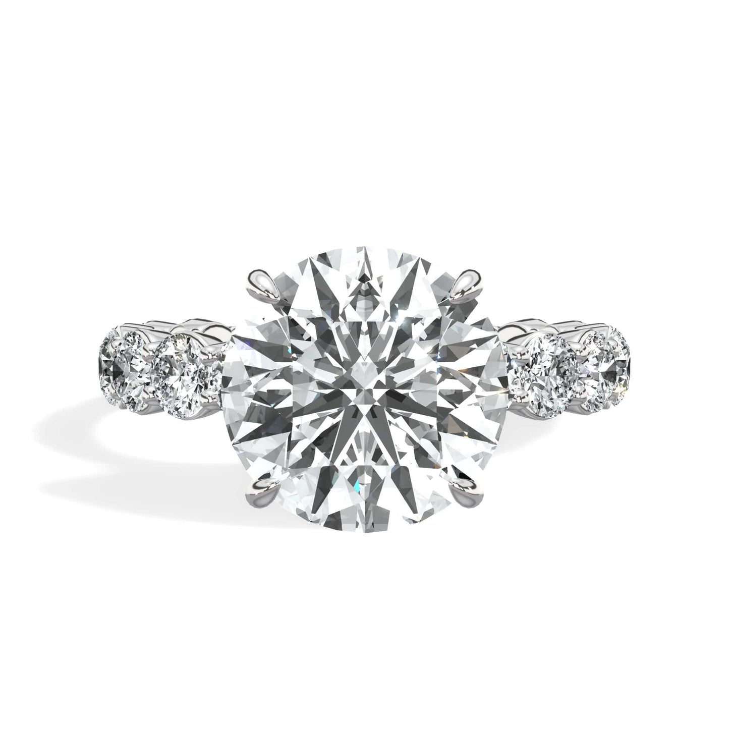 5 Carat Lab-Grown Round Diamond Engagement Ring with 3/4 Eternity Band 14K White Gold