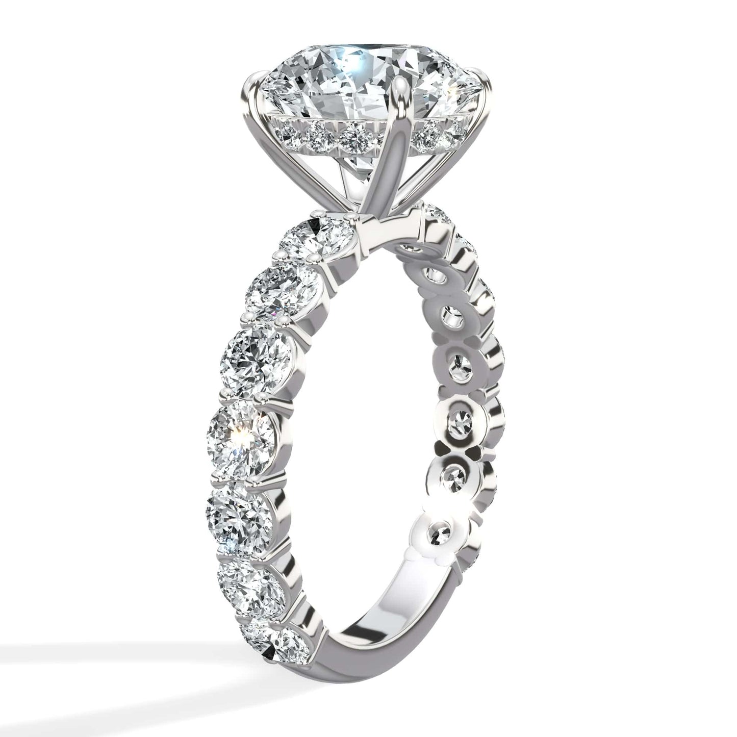 5 Carat Lab-Grown Round Diamond Engagement Ring with 3/4 Eternity Band 14K White Gold