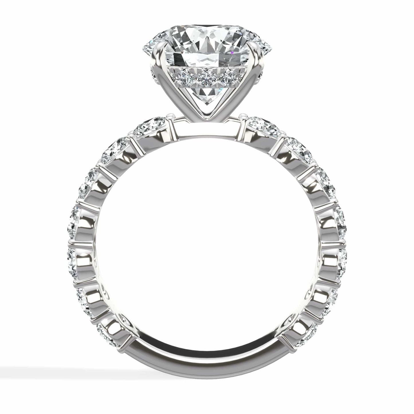 5 Carat Lab-Grown Round Diamond Engagement Ring with 3/4 Eternity Band 14K White Gold
