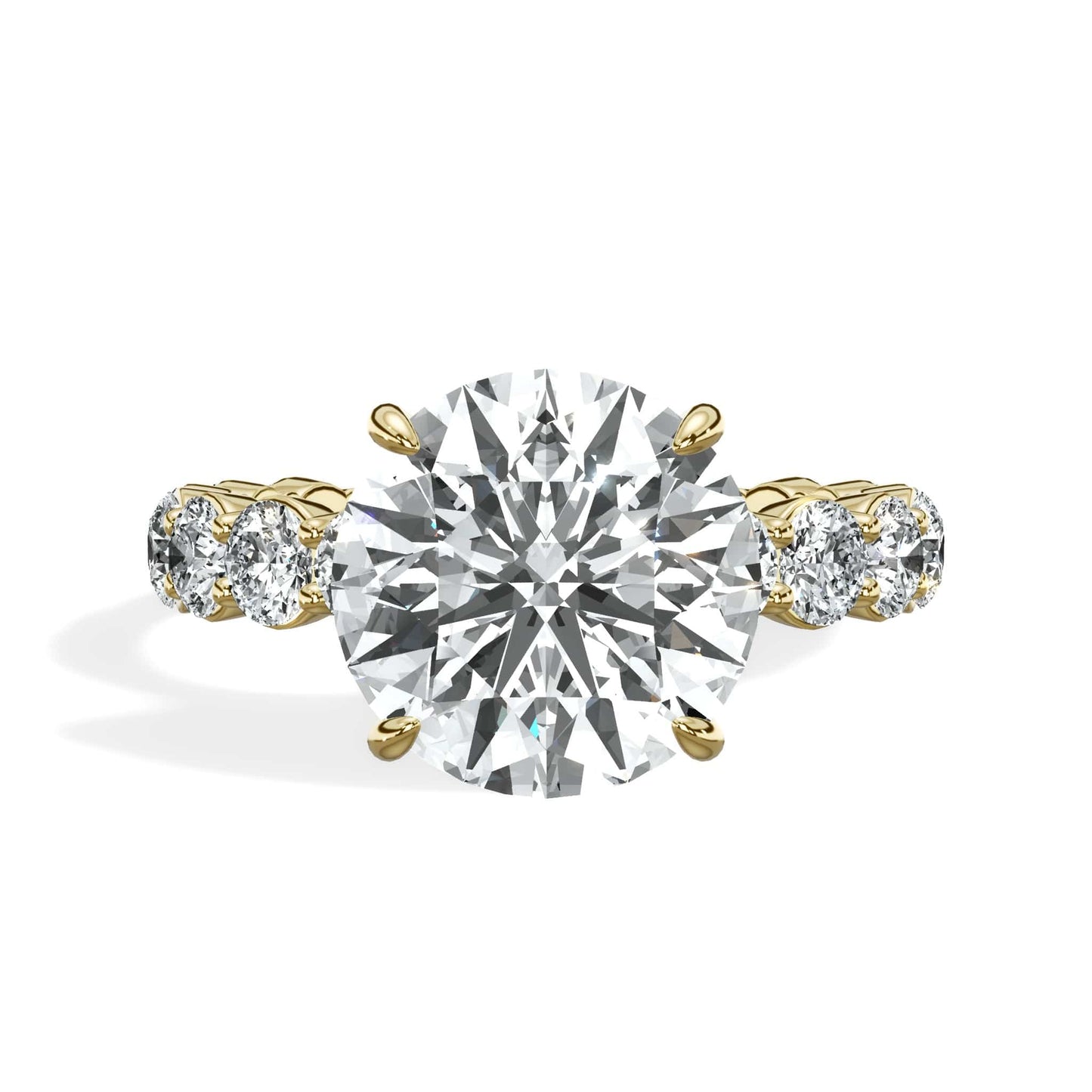 5 Carat Lab-Grown Round Diamond Engagement Ring with 3/4 Eternity Band 14K Yellow Gold