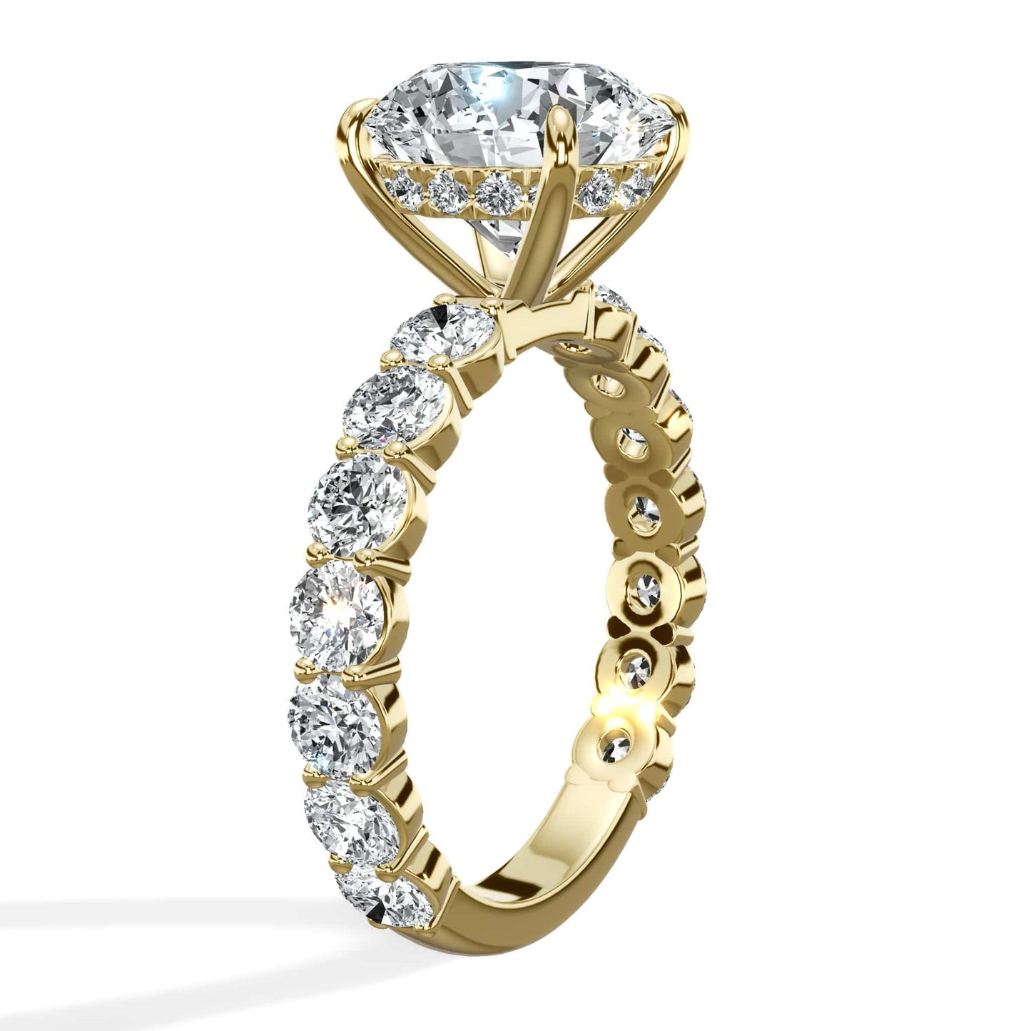 5 Carat Lab-Grown Round Diamond Engagement Ring with 3/4 Eternity Band 14K Yellow Gold