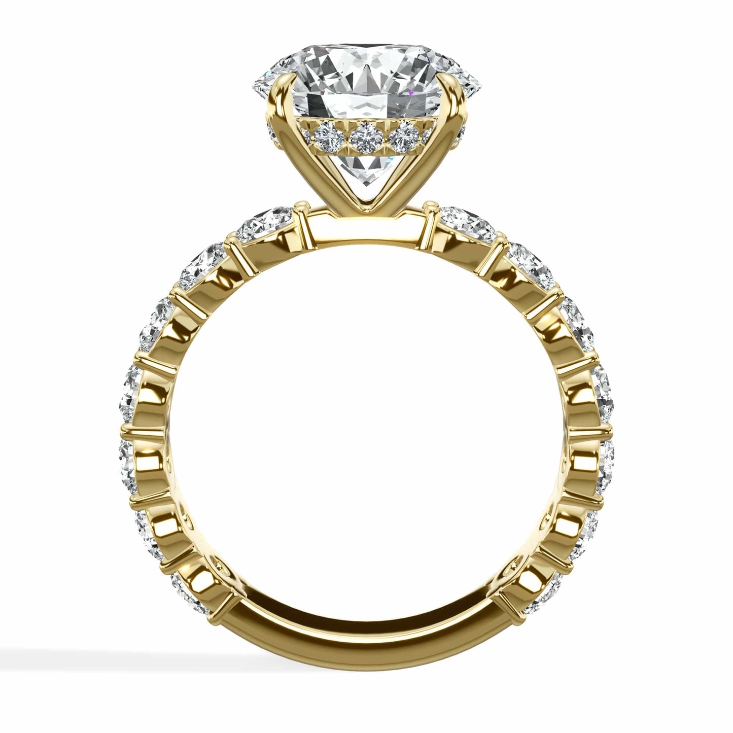 5 Carat Lab-Grown Round Diamond Engagement Ring with 3/4 Eternity Band 14K Yellow Gold
